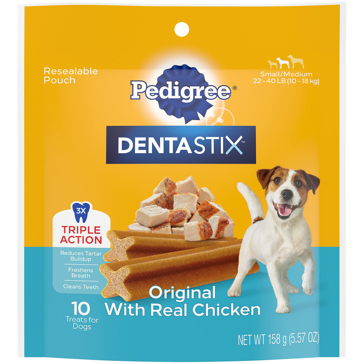 Pedigree Dentastix Small/Medium Dog Dental Treats Original Flavor Dental Bones, 5.57 Oz. Pack, Pack Of 7 (70 Total Treats)