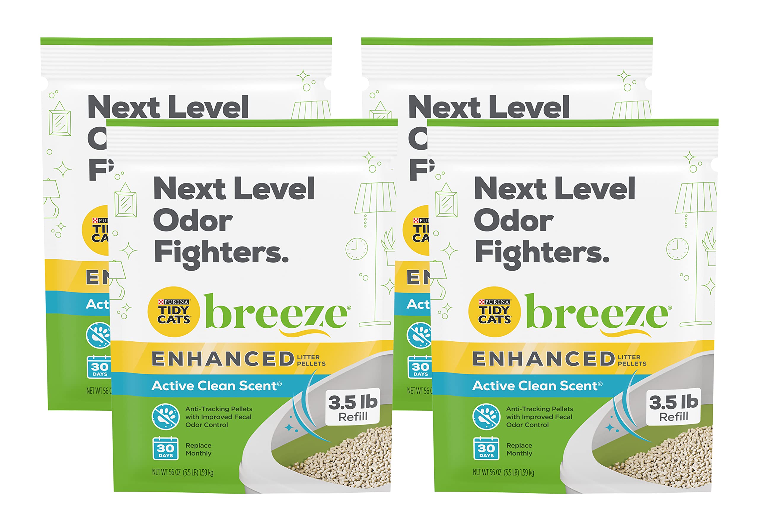 Purina Tidy Cats Breeze Litter Pellets, Enhanced Litter Pellets 3.5 Lb (Pack Of 4)