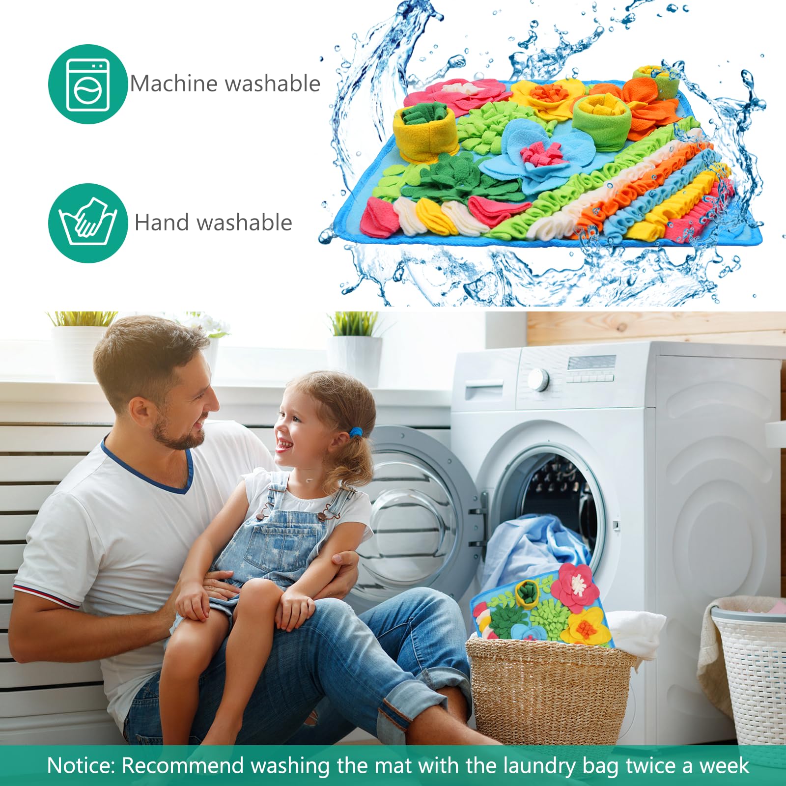 Oria Snuffle Mat For Dogs, Interactive Sniff Mat, 20X20 Inch Dog Puzzle Mat For Boredom, Slow Eating, Keep Busy, Encourages Natu