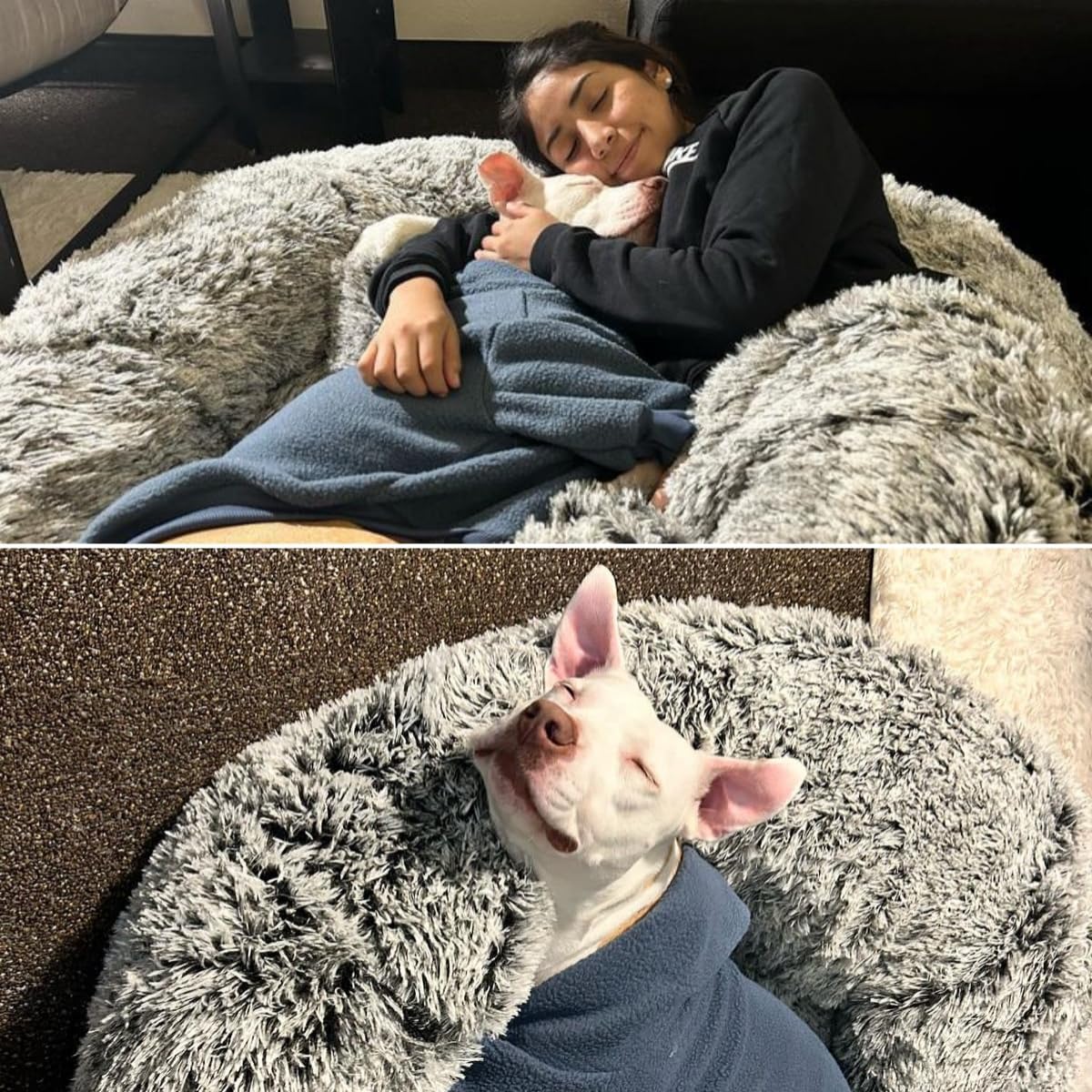 YITAHOME Human Dog Bed, 79x43 Extra Large Memory Foam Dog Beds for Adults and Pets with Blanket and Pillow, Washable Fur Cover,