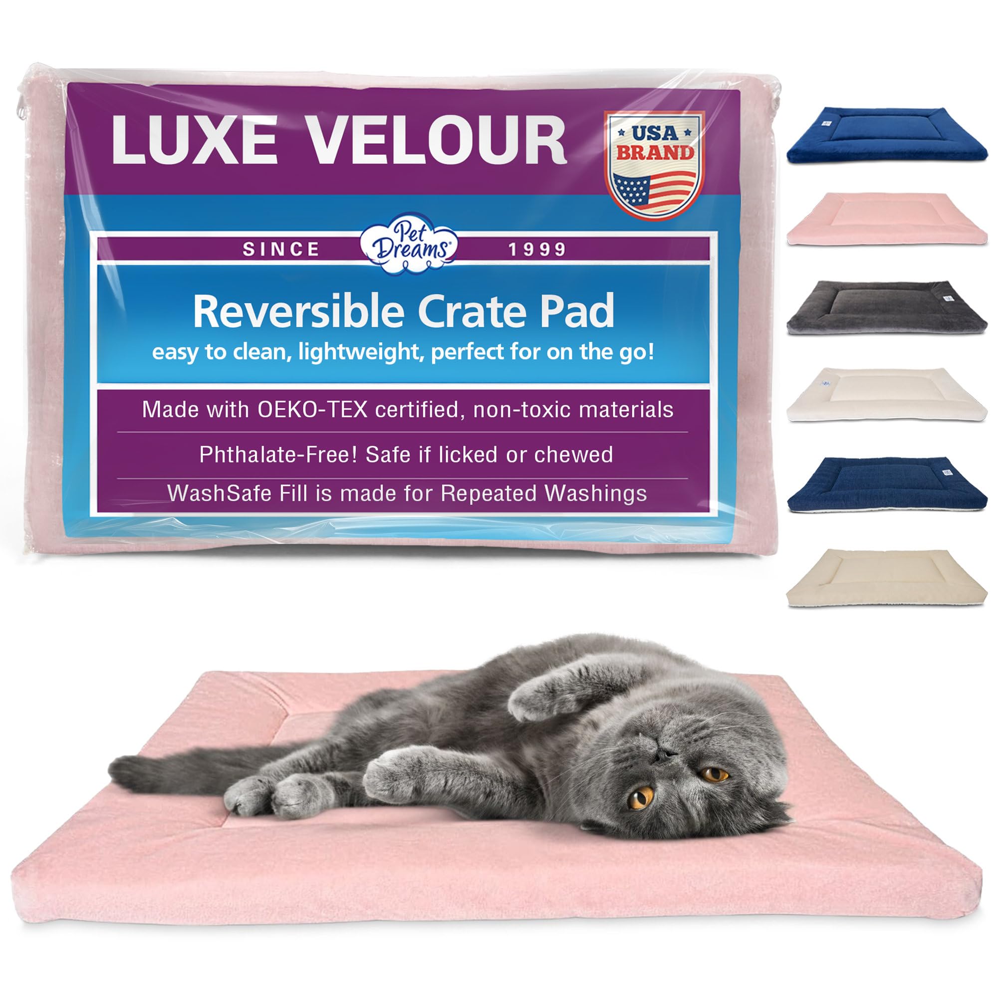 Pet Dreams Small Cat Bed - Crate Pad, Washable Cat Mat, Non-Toxic, Flat Indoor Kitten Bed, Fits Icrate 18, 24, 30, 36, 42, 48 In