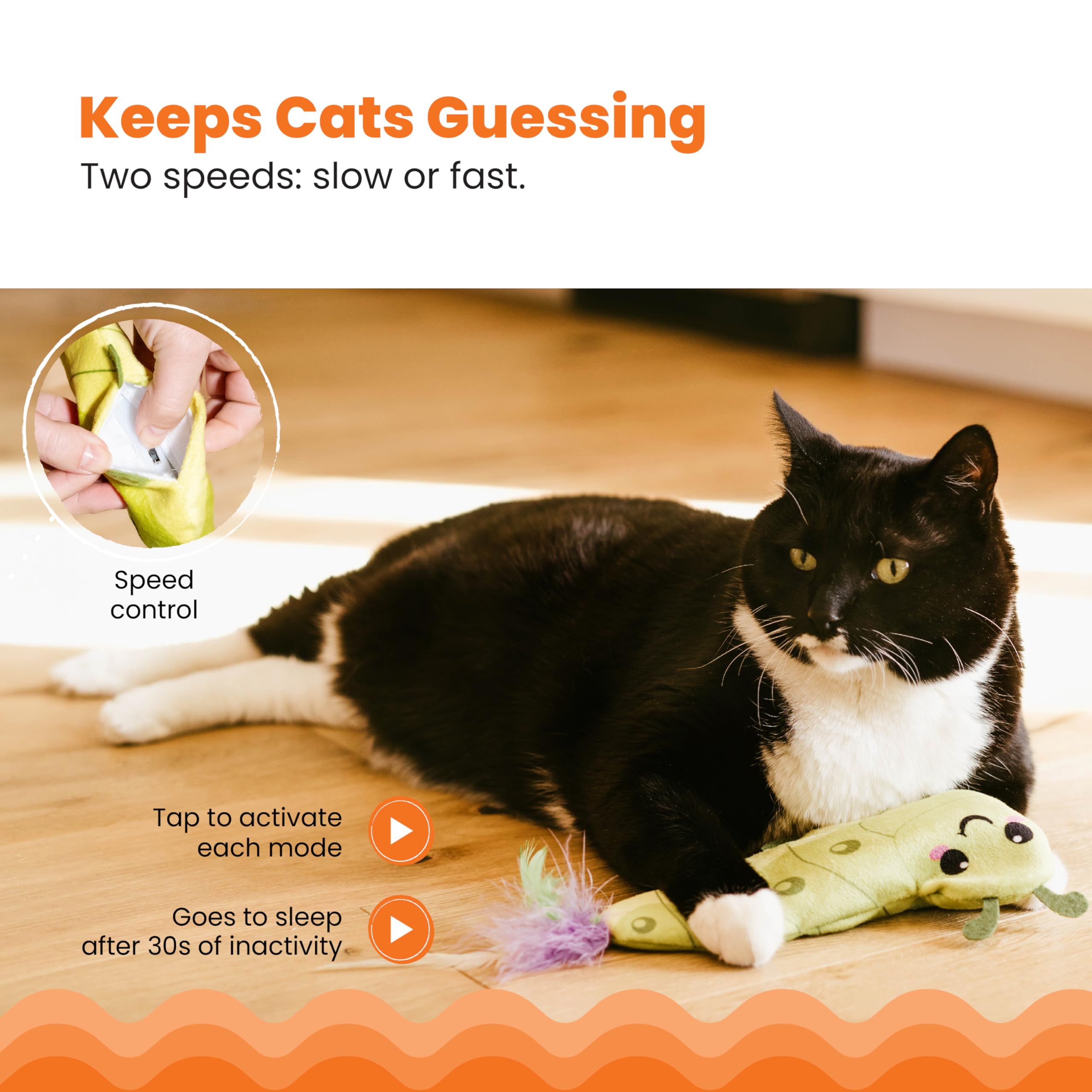 Catstages Wiggle Worm Flopping Toy Electronic Flopping Cat Toy Moving Wiggle Toy, Green