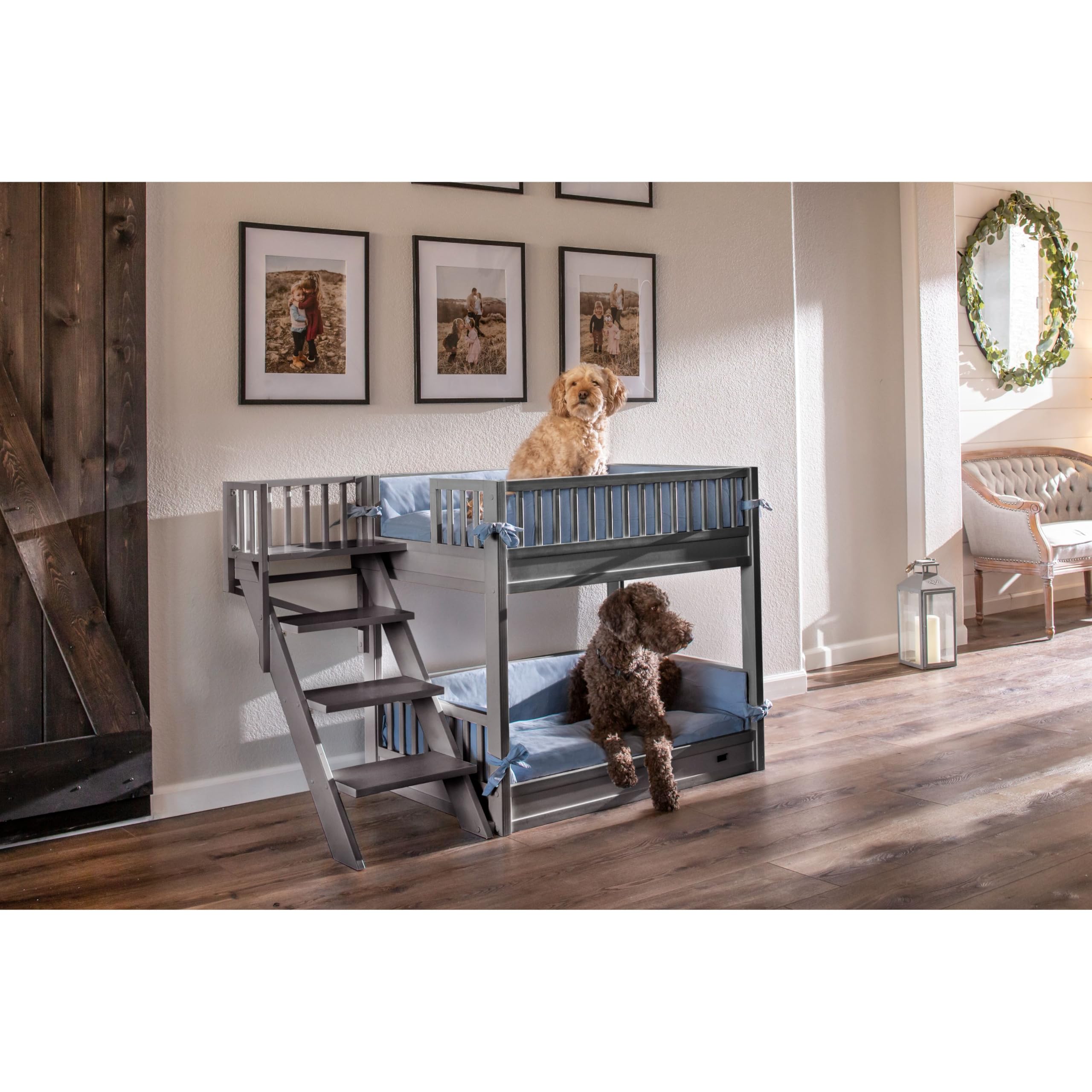 Ecoflex Grey Dog Bunk Bed for Large Dogs with Memory Foam Cushions