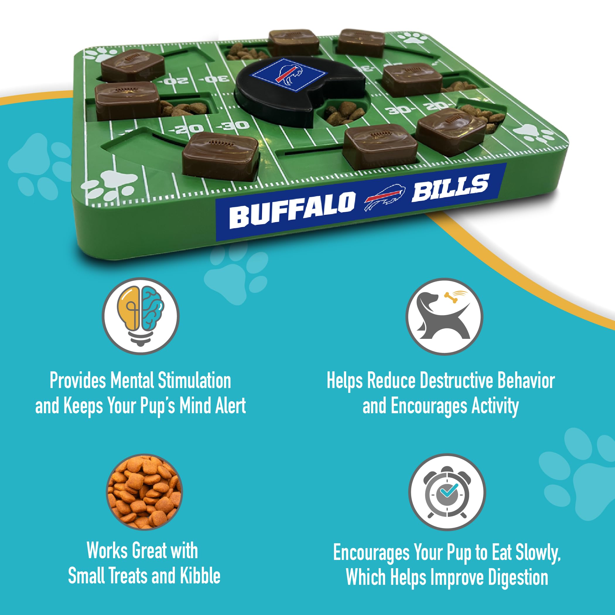 Pets First Nfl Buffalo Bills Puzzle Toy, Puzzle Treat Dog Toy, Interactive Dog Treat Toy, Dog Puzzle