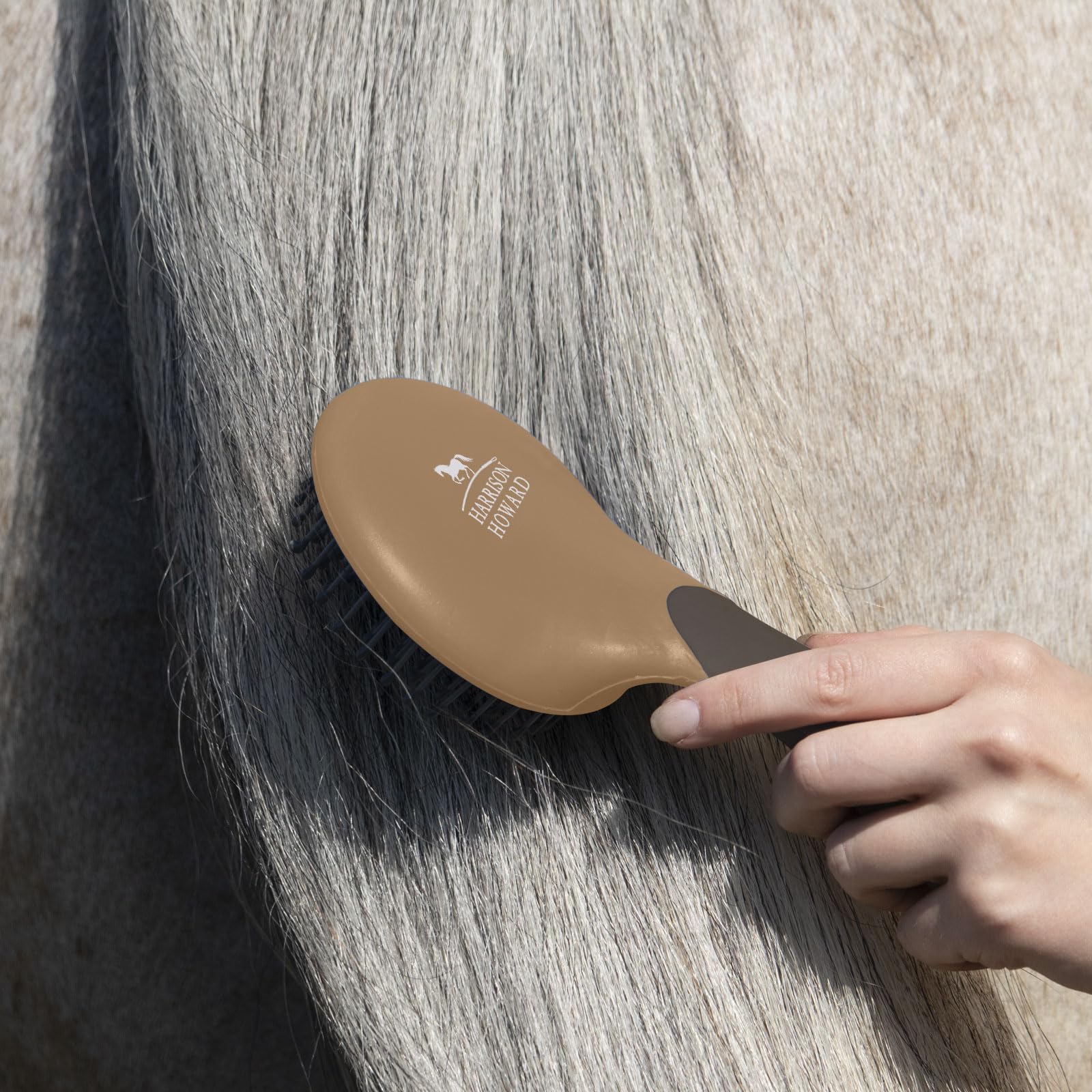 Harrison Howard Horse Mane And Tail Brush - Professional Grooming Brush, Equestrian Detangler, Non-Slip, Dark Brown