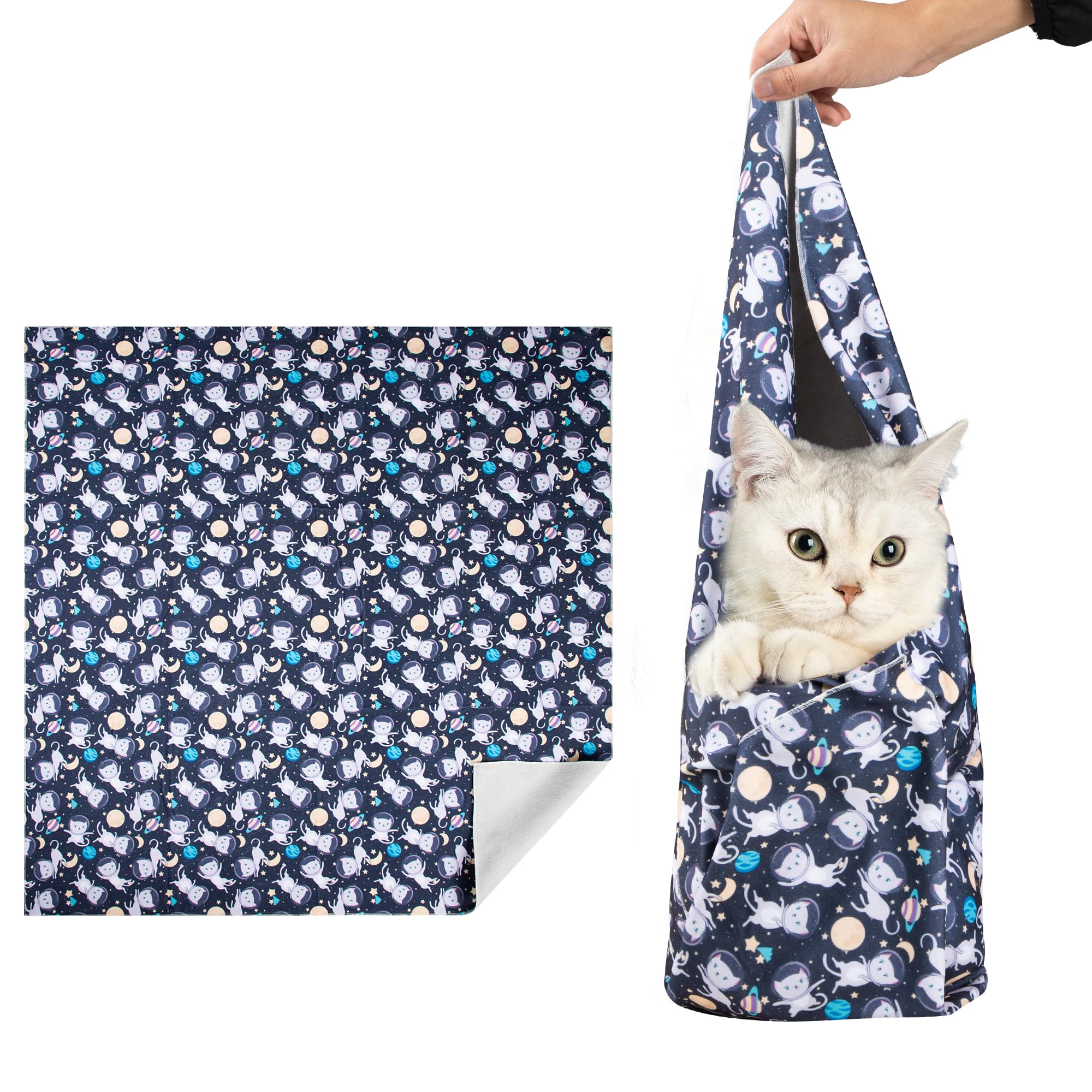 Poochies Sprouts 27.6'' Cat Wrap For Cutting Nails, Cat Restraint For Nail Clipping, Cat Swaddle Wrap, Cat Burrito Wrap Can Be A