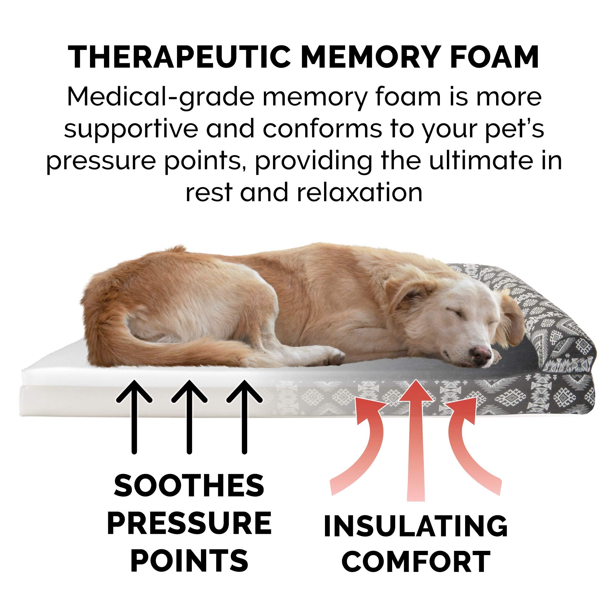 Furhaven Memory Foam Dog Bed for Large/Medium Dogs w/ Removable Bolsters & Washable Cover, For Dogs Up to 55 lbs - Plush & South