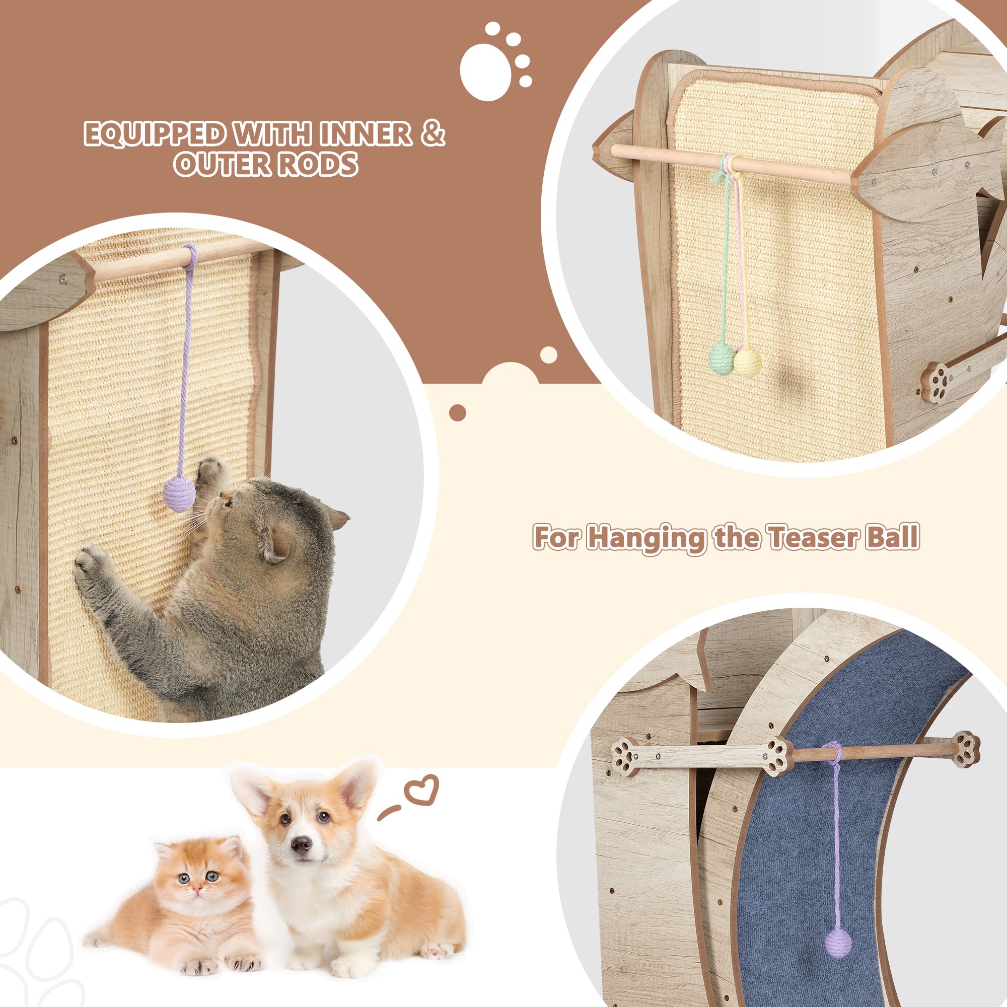 Cat Exercise Wheel, 40 Cat Running Wheels for Indoor Cats with with Locking Mechanism, Cats Treadmill Wheels with Scratching Boa