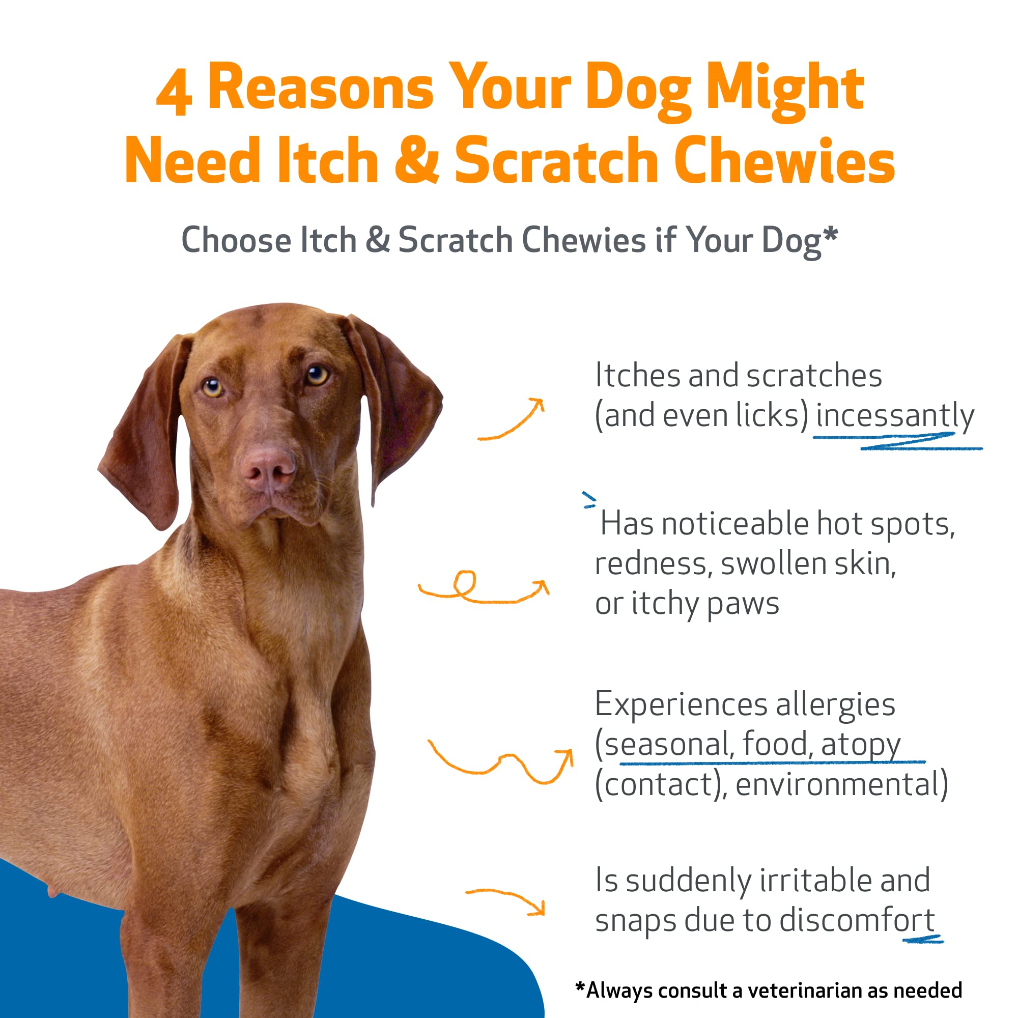 Pet Wellbeing Itch & Scratch Chewies for Dogs - Supports Healthy Itch Response to Occasional Skin Allergies, Skin Health, Chines