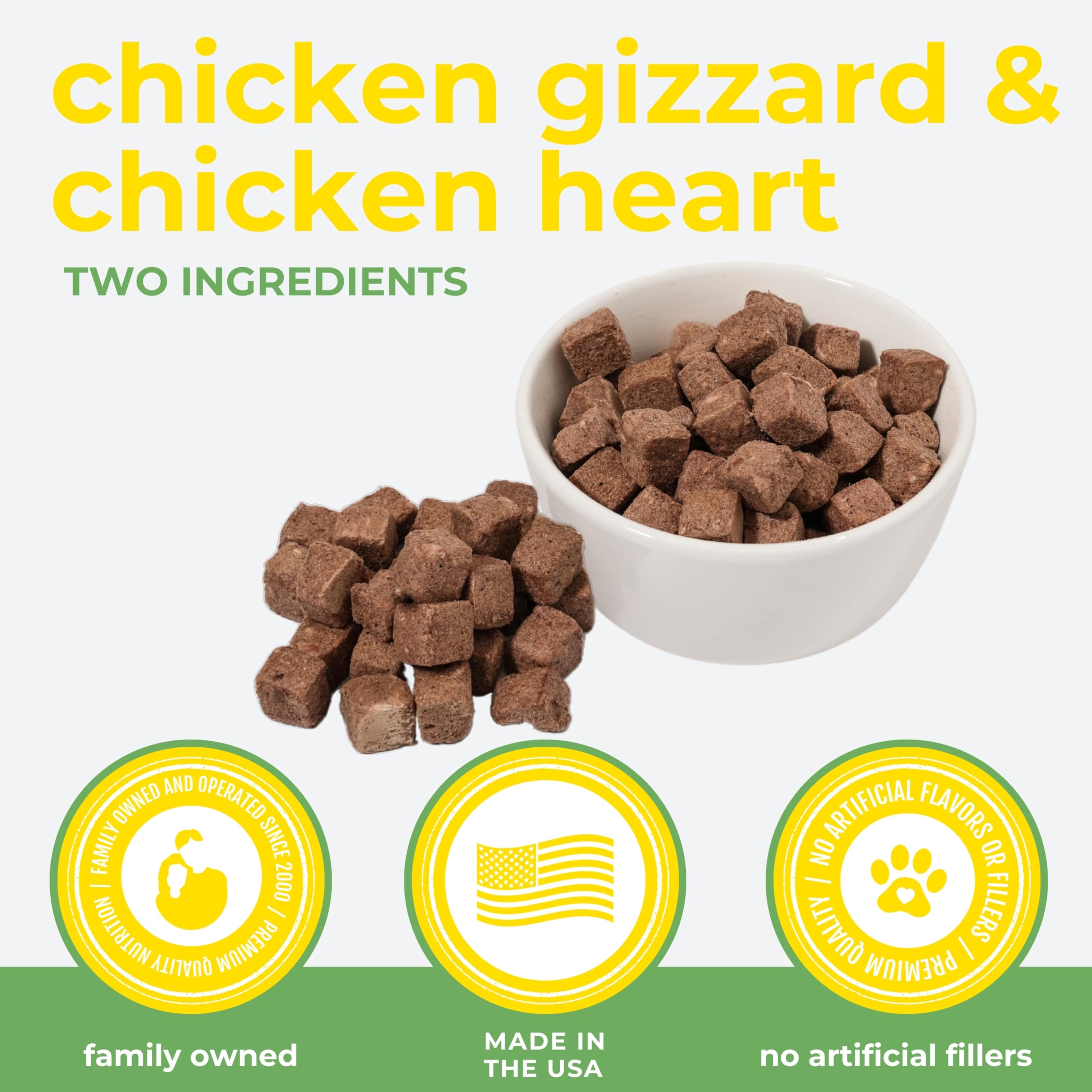 Momentum Carnivore Nutrition Freeze-Dried Chicken Training Bites - Two Ingredients-Chicken Gizzard and Heart, All-Natural Dog Tr