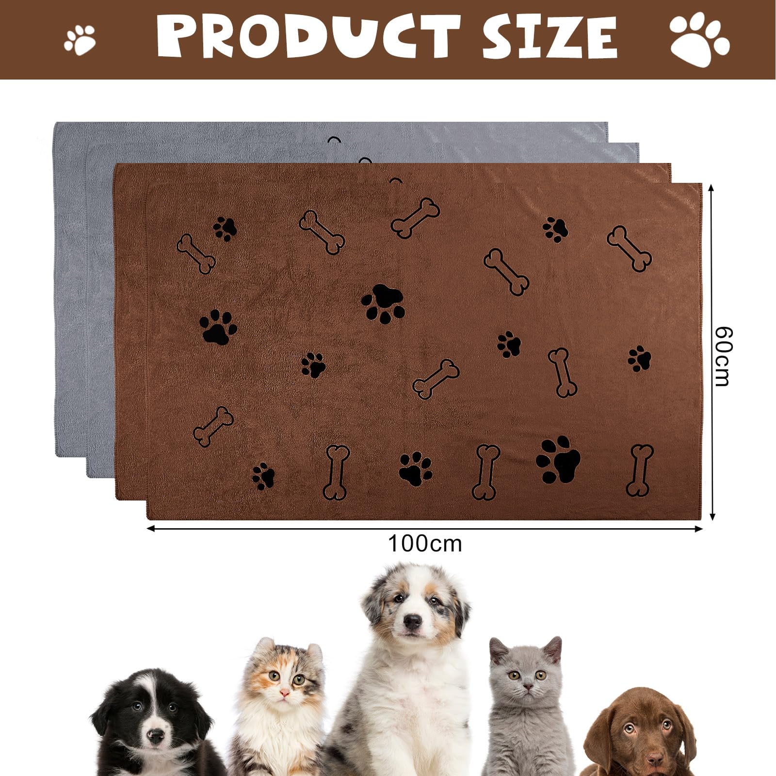 Chumia 4 Pcs Dog Towels For Drying Dog Puppy Bulk Microfiber Absorbent Paw Towel Pet Bathing Supplies Quick Drying For Medium Ca