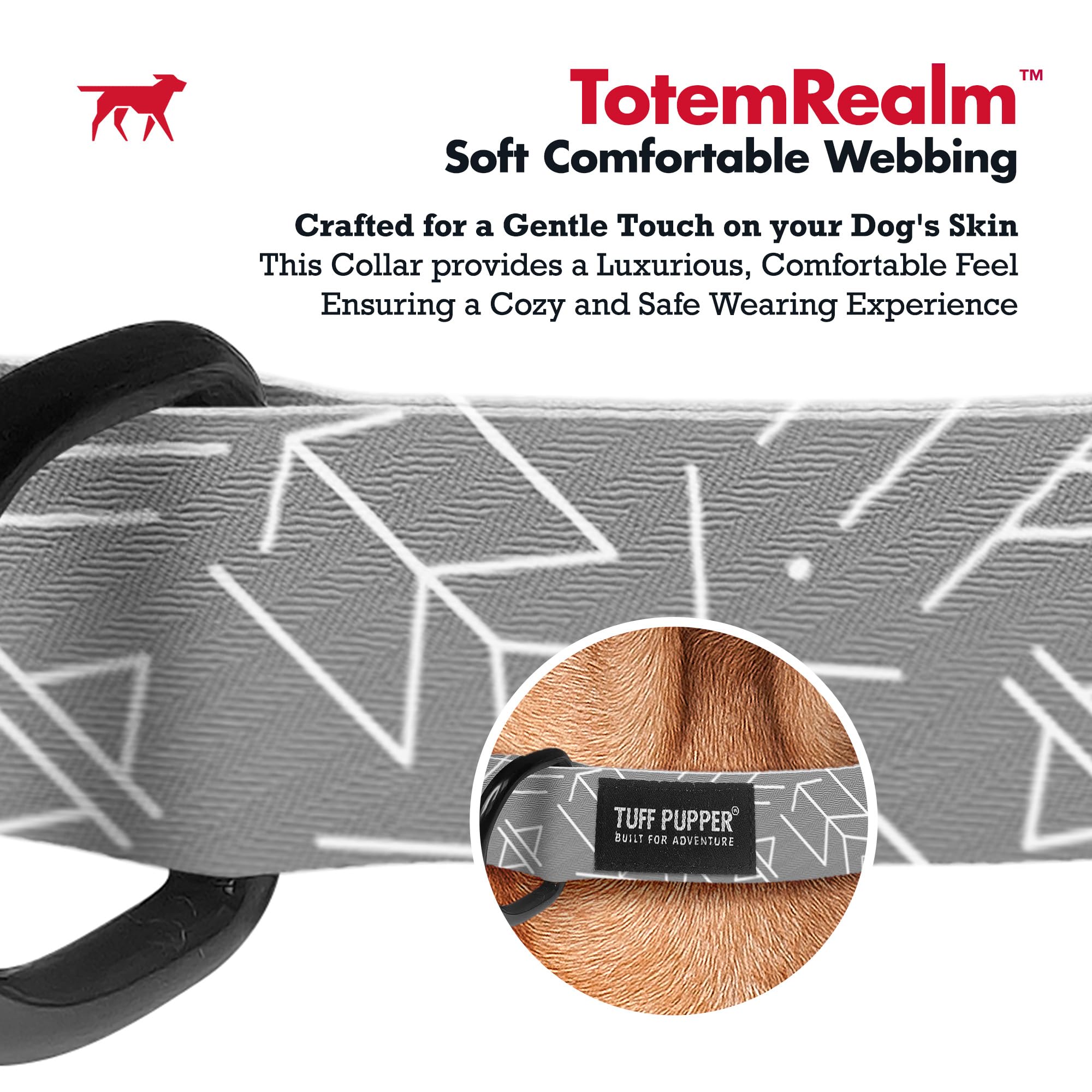 Tuff Pupper Premium Adjustable Dog Collar for Large Dogs, Stylish Pattern Collars Designed in USA, Quick Release Buckle, TotemRe