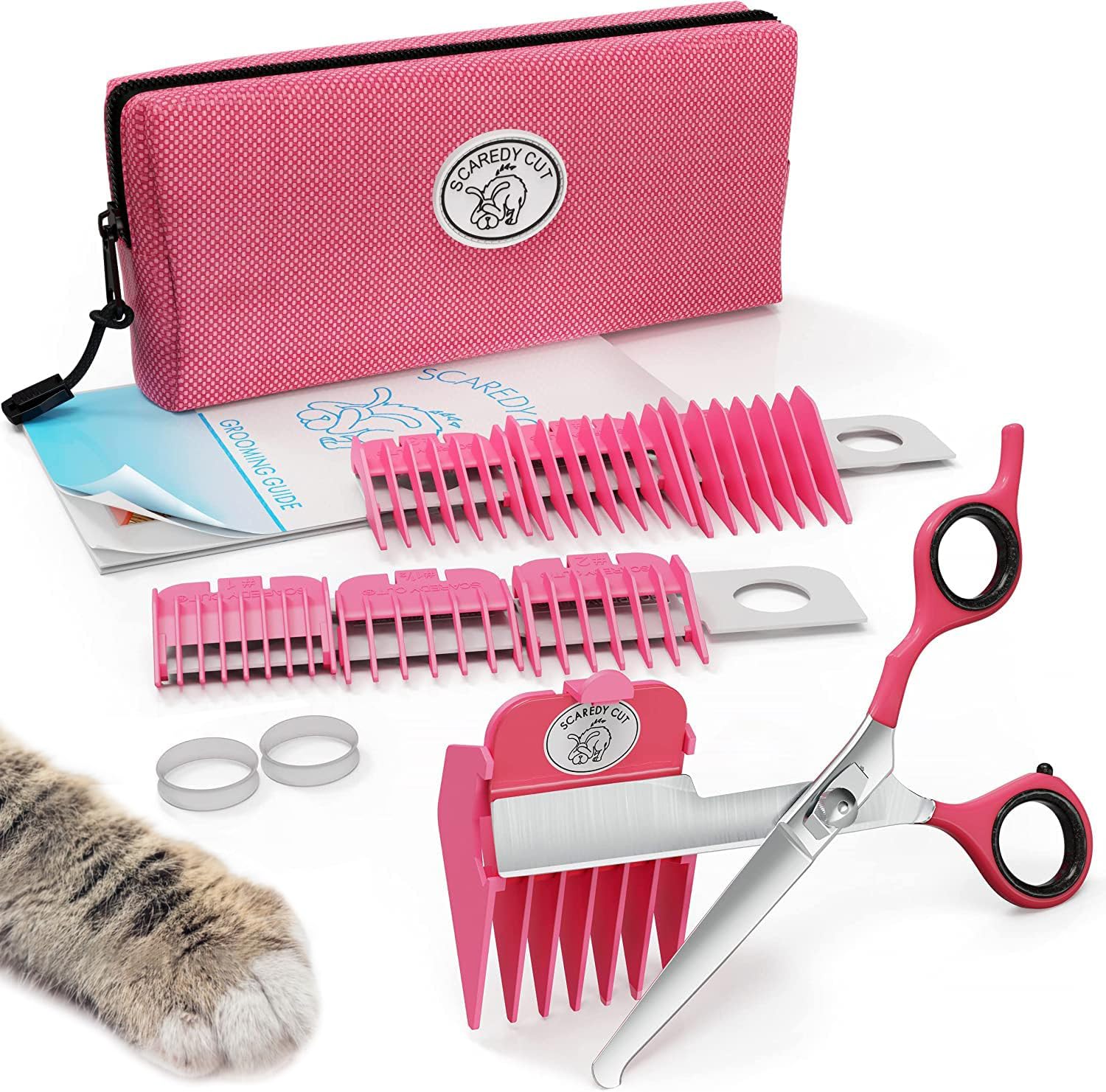 SCAREDY CUT Silent Pet Grooming Kit for Dog, Cat and All Pet Grooming - A Quiet Alternative to Electric Clippers for Sensitive P
