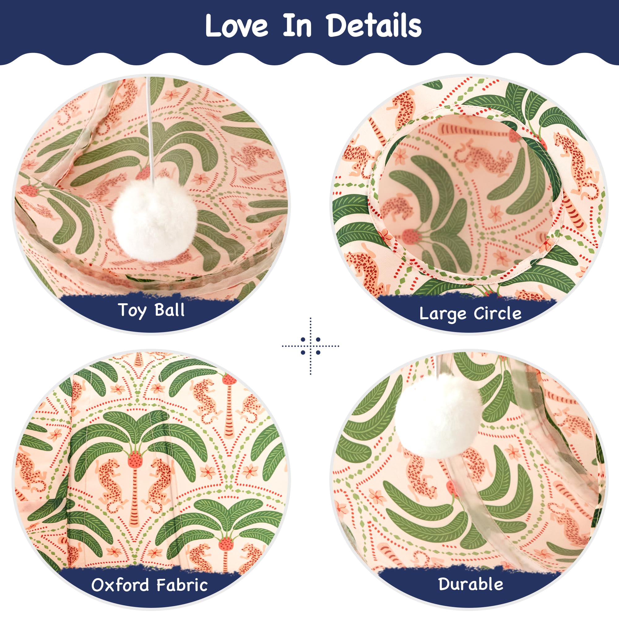 Tempcore Pet Cat Tunnel Tube Cat Toys 3 Way Collapsible, Cat Tunnels For Indoor Cats,Kitty Tunnel Bored Pet Toys Peek Hole Toy B