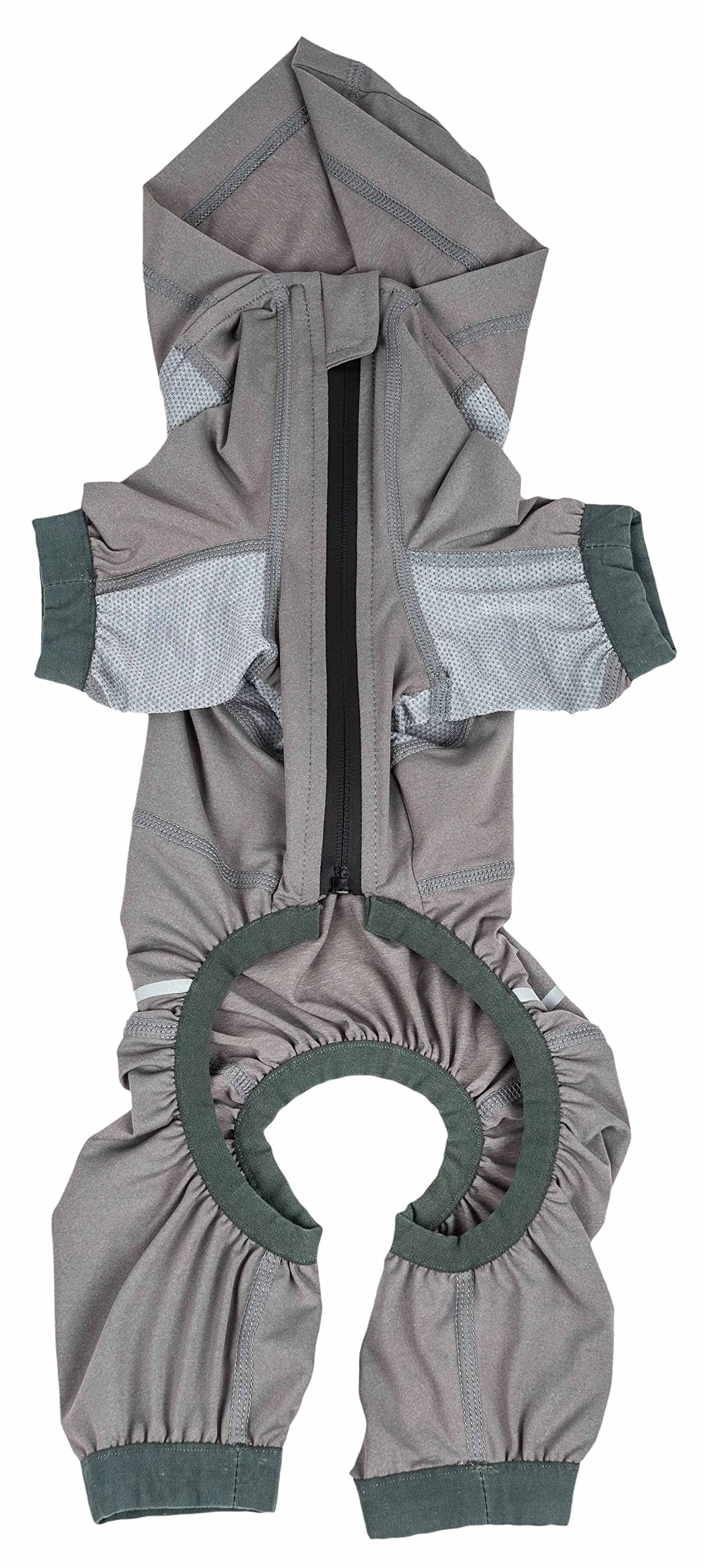 Dog Helios ?'Namastail' Lightweight 4-Way Stretch Breathable Full Bodied Performance Yoga Dog Hoodie Tracksuit, Small, Grey