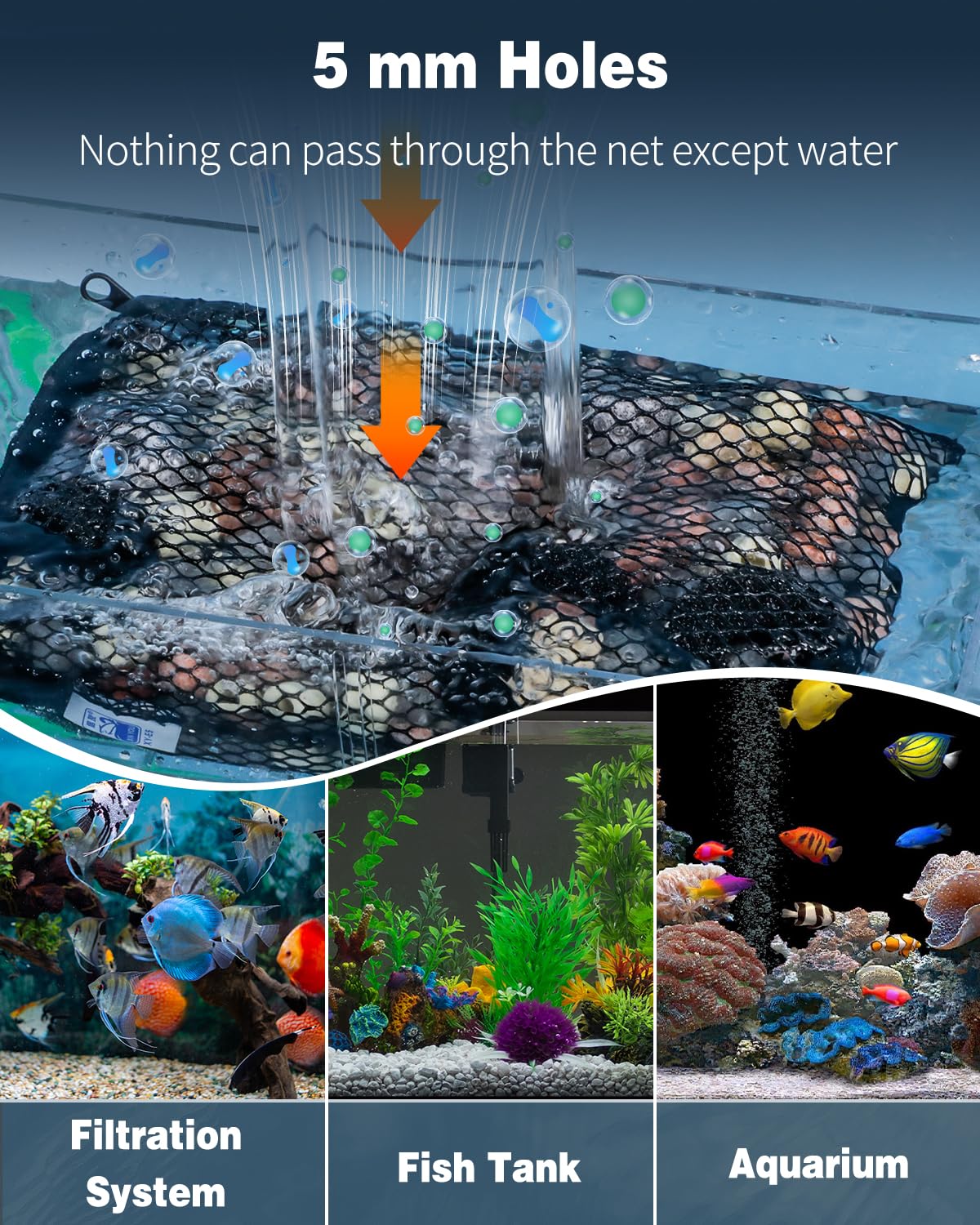 Pawfly 8 Pcs Aquarium Filter Media Bags, Fish Tank Coarse Mesh Bag with Plastic Zipper Soft Aquarium Mesh Bag for Activated Carb