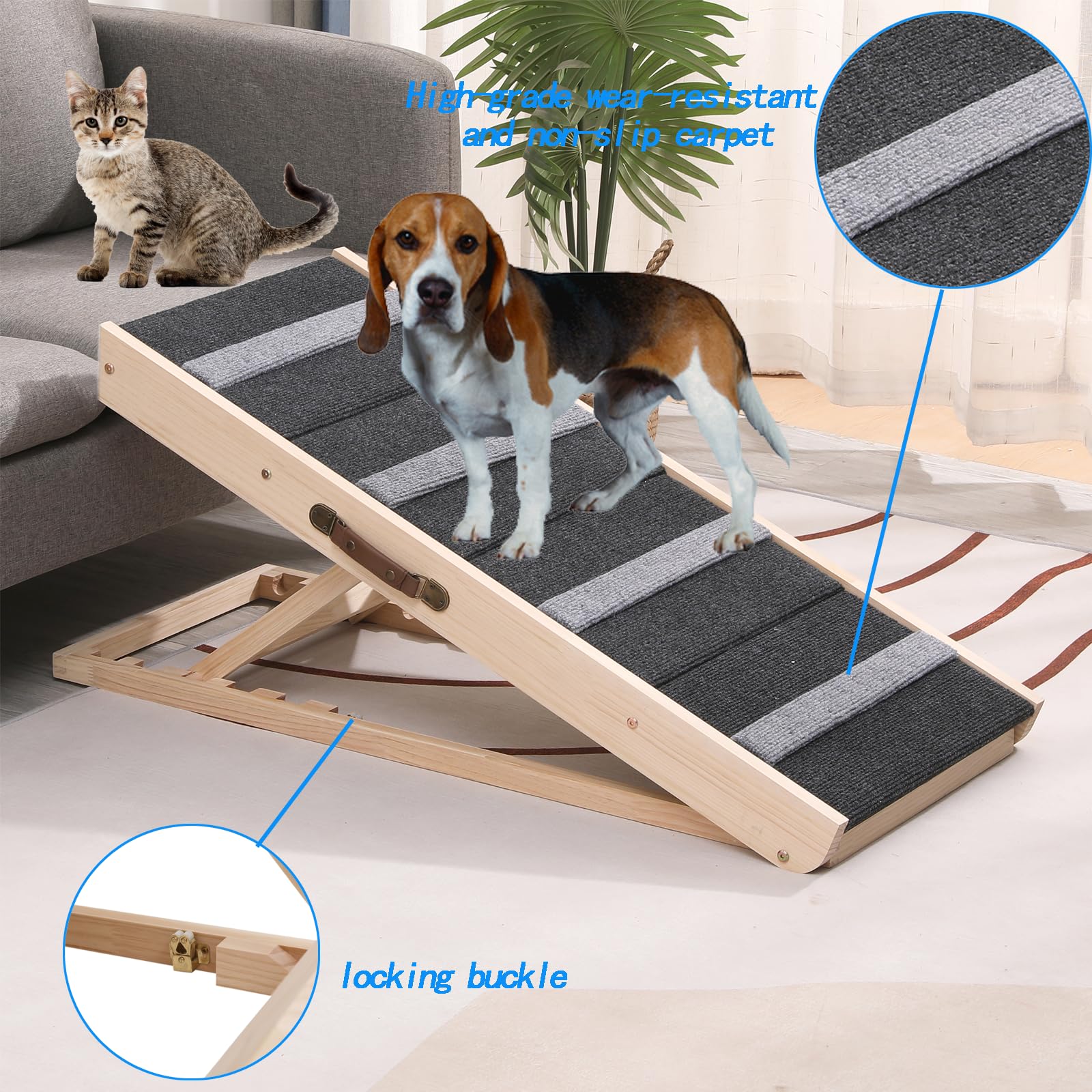 Upgrade 2-In-1 Pet Ramp Dog Stair,Folding Pet Stairs,Portable Dog Ramp For Small&Large Old Animals With Non-Slip Surface,Dog Ram