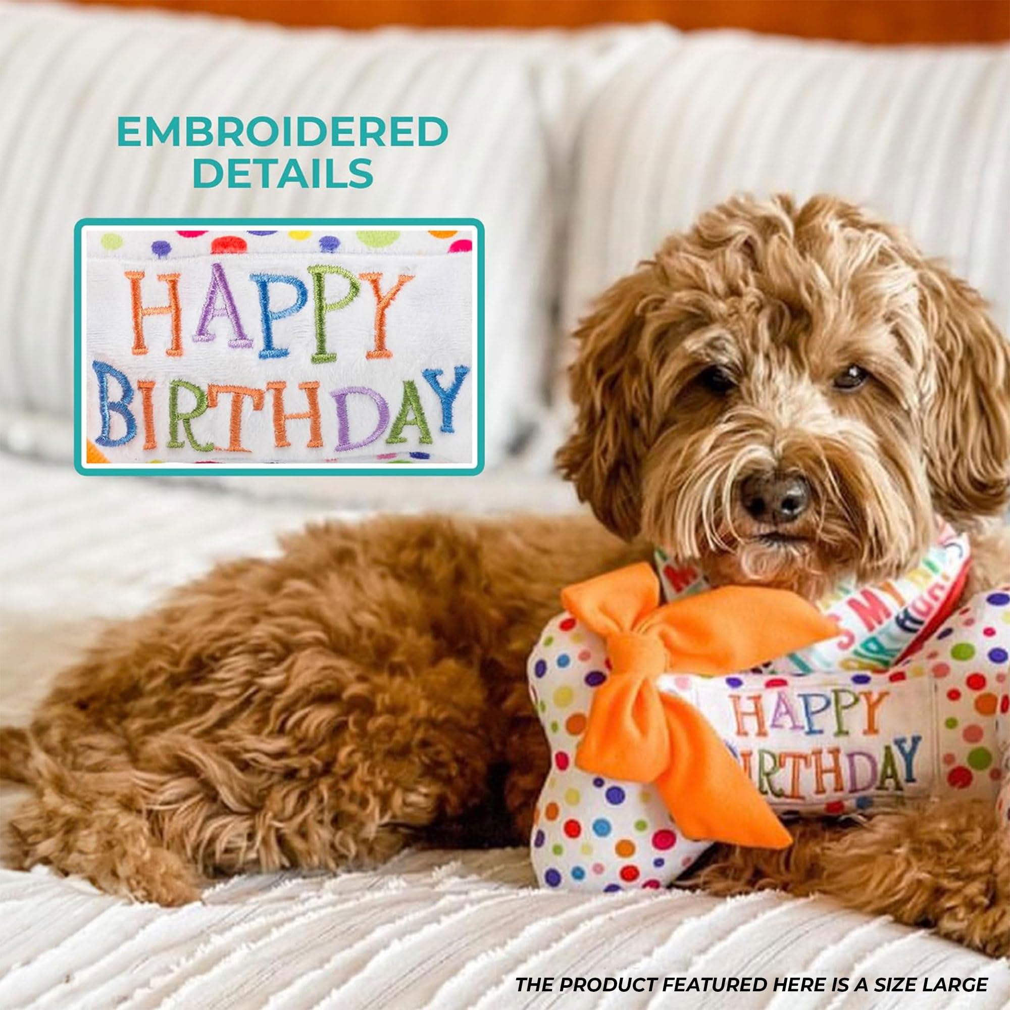 Haute Diggity Dog Happy Birthday Bone, Plush Designer Dog Toys With Interactive Squeaker, Stimulating Pet Enrichment, Machine-Wa