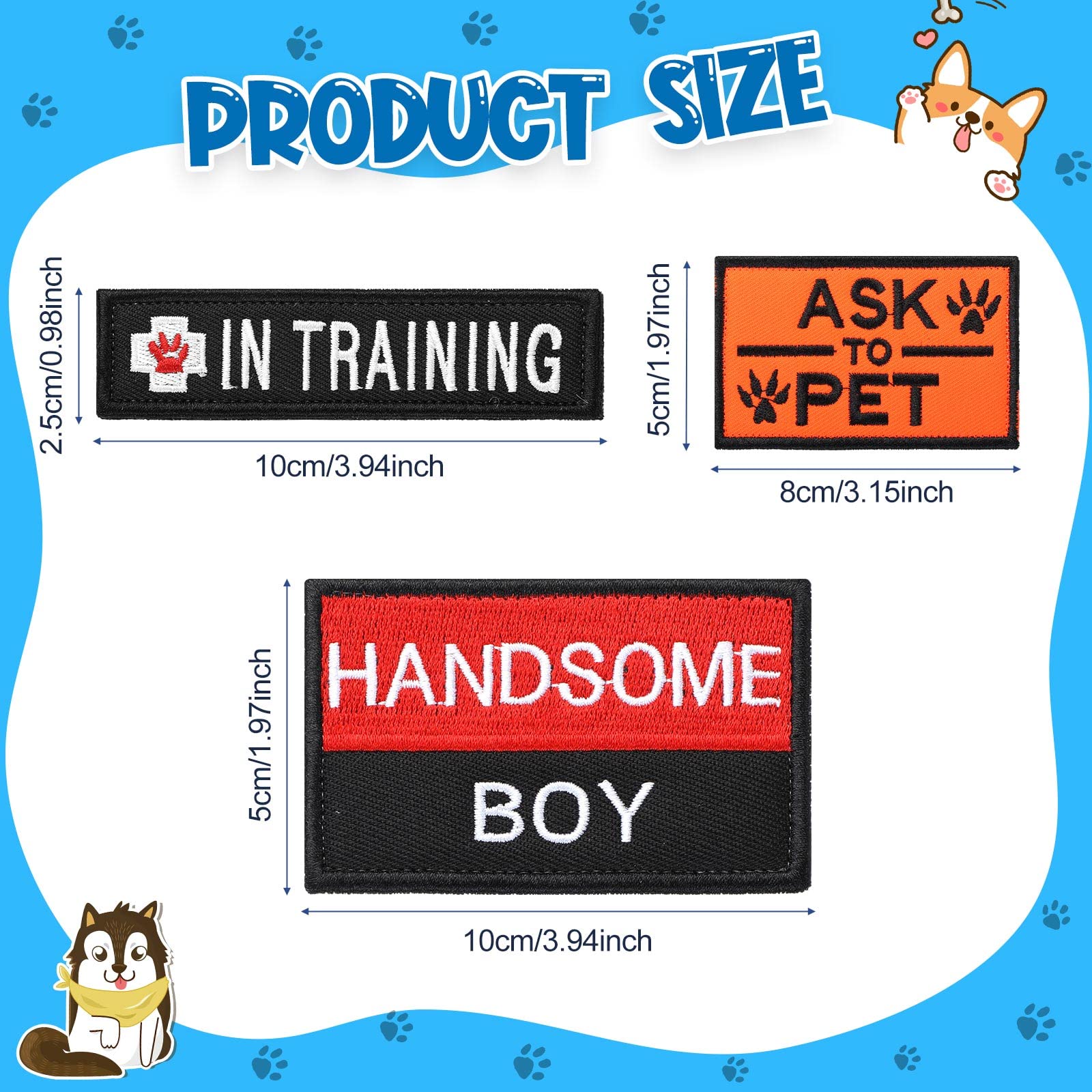 Chunyin 12 Pieces Dog Patches For Service Dog Vest Removable Tactical Harness Service Puppy Embroidered In Training Animal Worki