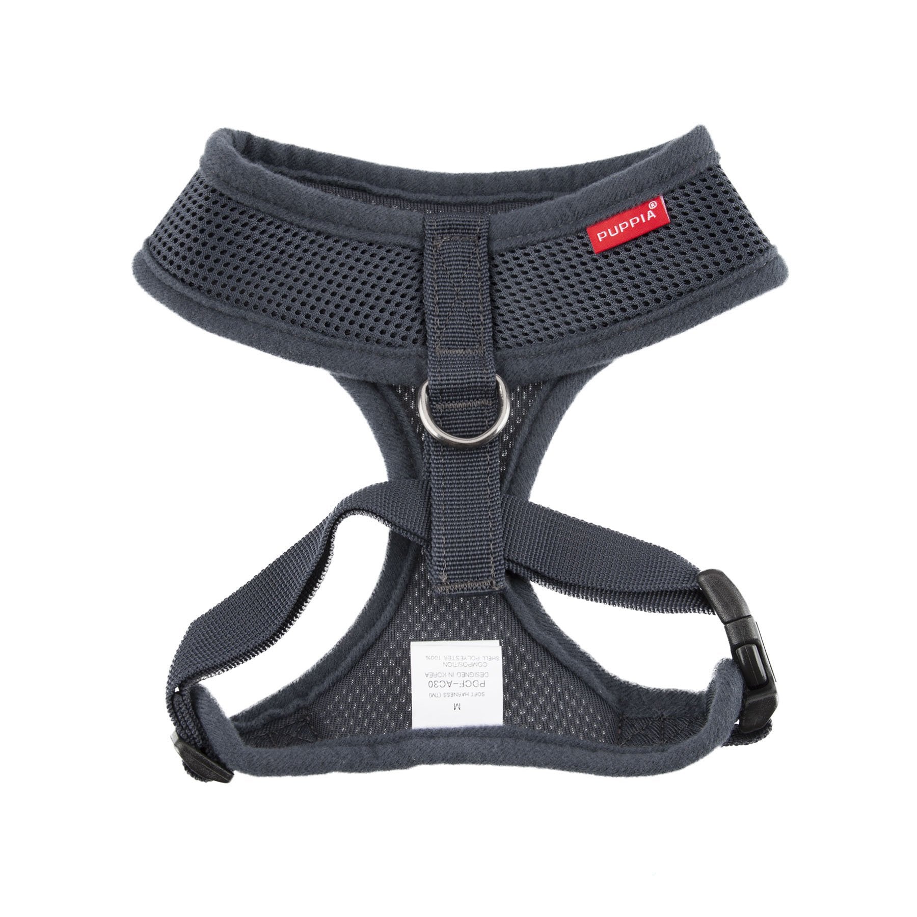 Authentic Puppia Soft Harness, Grey, Medium