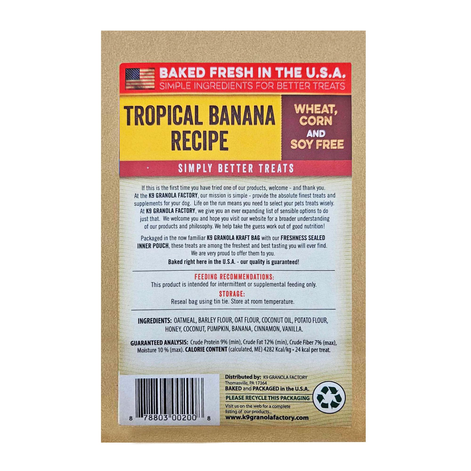 K9 Granola Factory Coconut Crunchers for Dogs - All Natural Tropical Banana, 14 oz, Model K900200