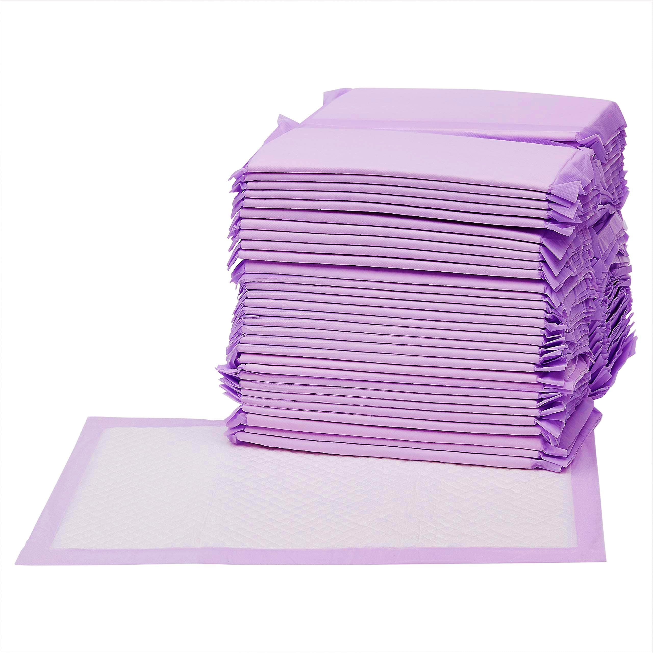 Amazon Basics Cat Litters Pee Pads, 40 Count, Universal Fit For Litter Box, Odor Control, Unscented, Purple
