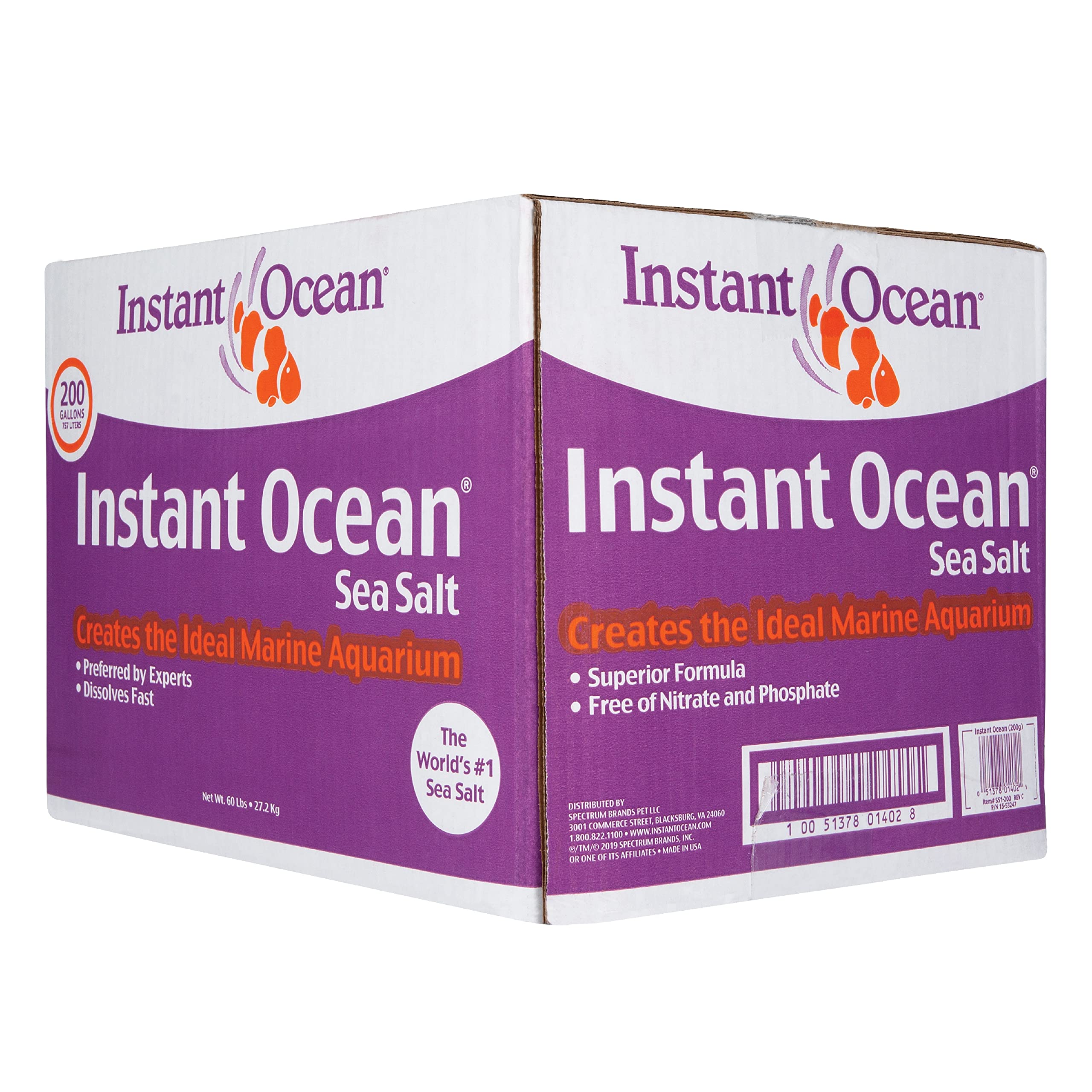 Instant Ocean Sea Salt for Marine Fish Tank Aquariums, Nitrate & Phosphate-Free