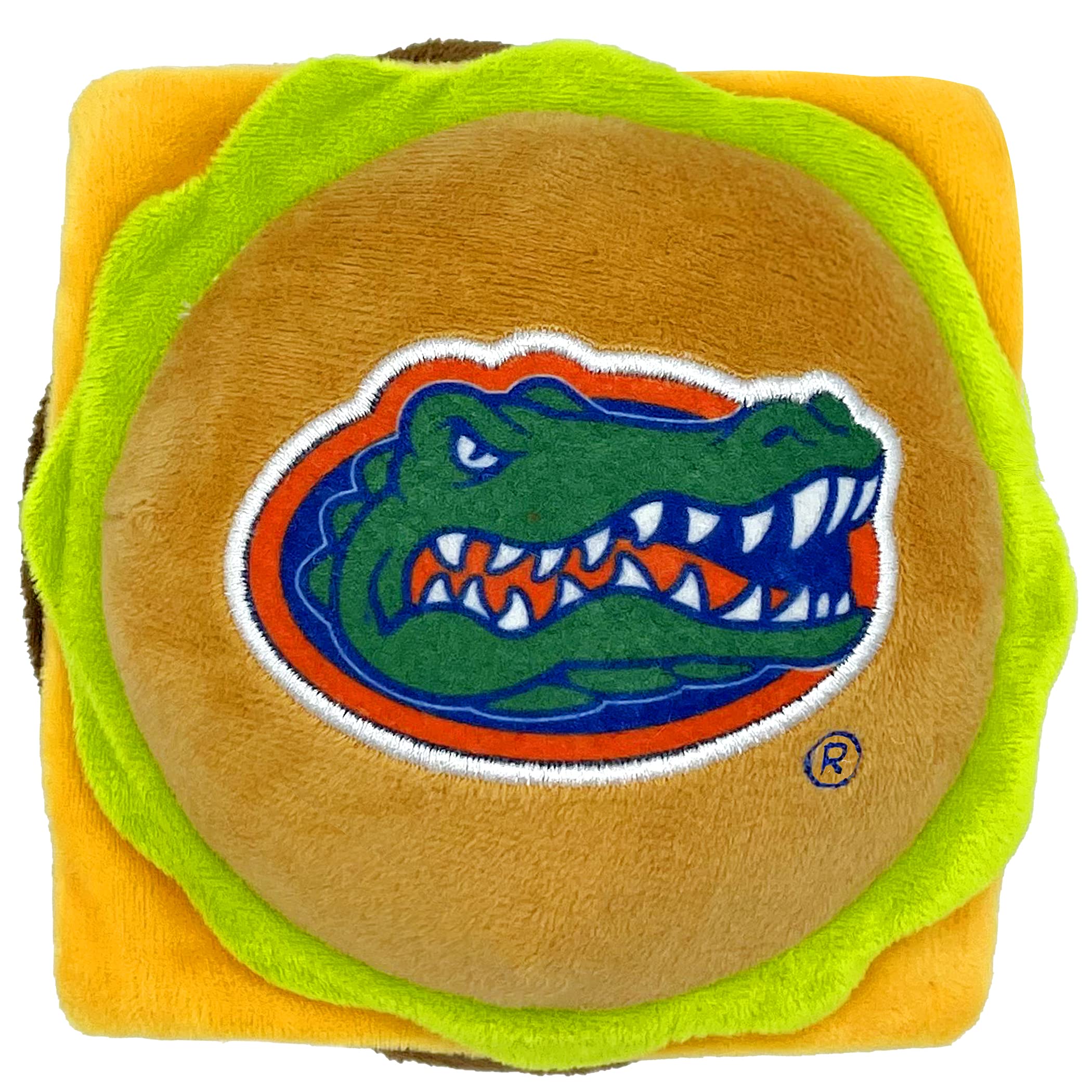 Pets First Ncaa Florida Gators Cheeseburger Plush Dog & Cat Squeak Toy- Cutest Stadium Hamburger Snack Plush Toy For Dogs & Cats