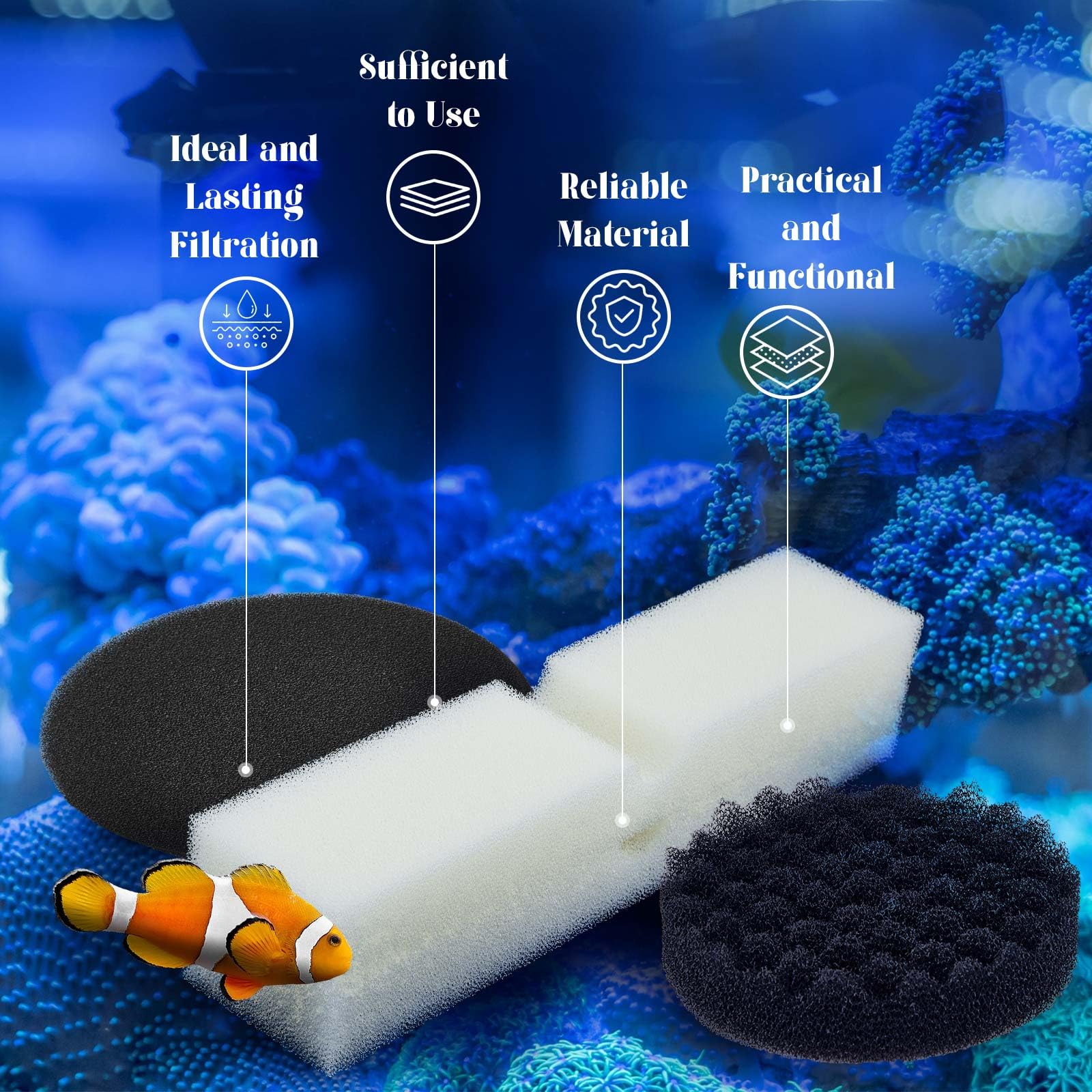 Threlaco Aquarium Filter Media Kit - 24 Pcs Compatible with Fluval Fx4/Fx5/Fx6 - Bio-Sponge Pads, Activated Carbon, Ceramic Rings