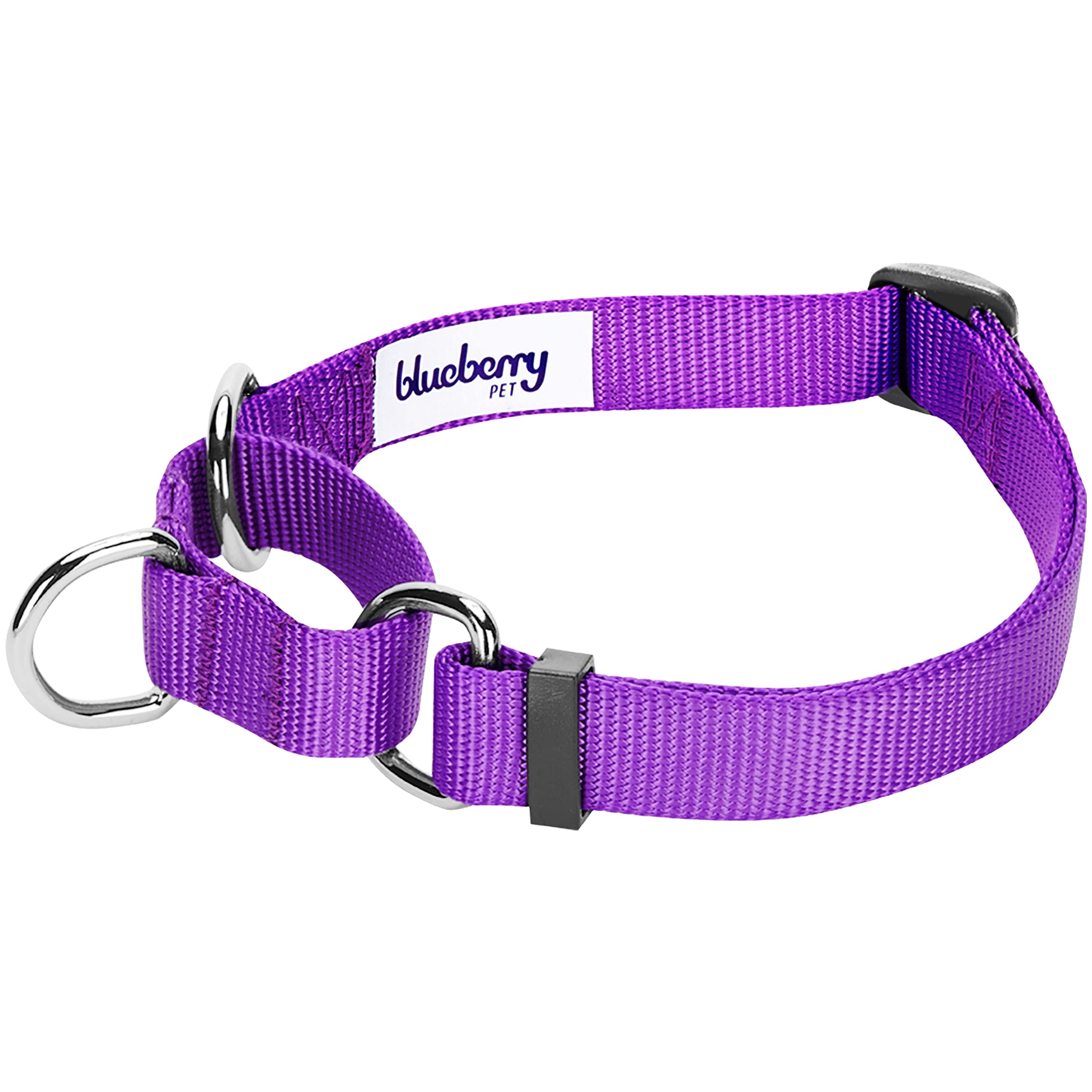 Blueberry Pet Essentials Martingale Safety Training Dog Collar, Dark Orchid, Medium, Heavy Duty Nylon Adjustable Collars For Dogs
