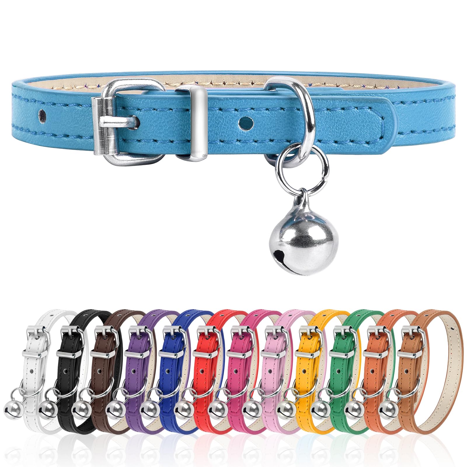 S Dog Collar For Small Dogs Adjustable Dog Collars Cat Collar For Small Medium Large Dogs 3/8 Inch Width (Blue, S)