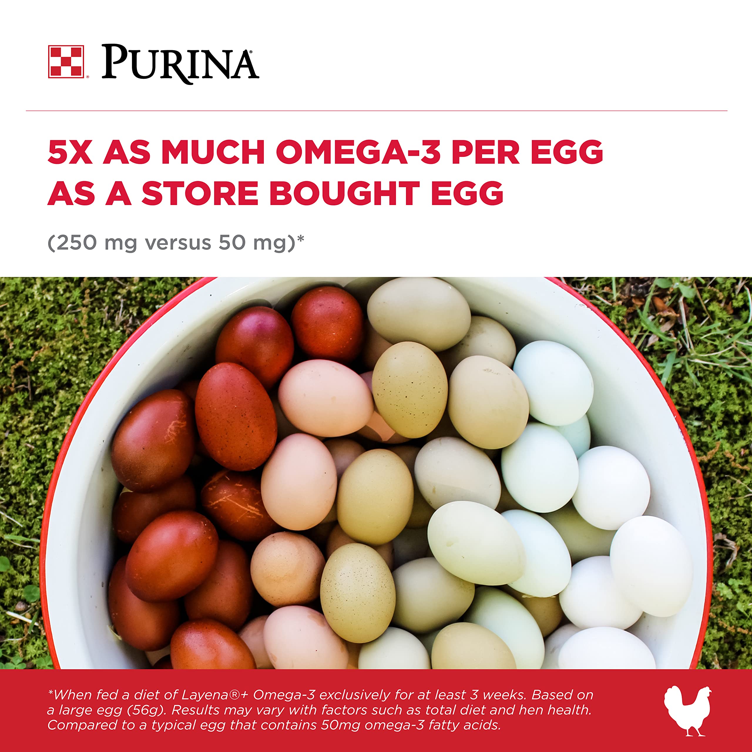 Purina Layena+ | Nutritionally Complete Layer Hen Feed | Omega 3 Formula - 40 Pound (40 lb) Bag