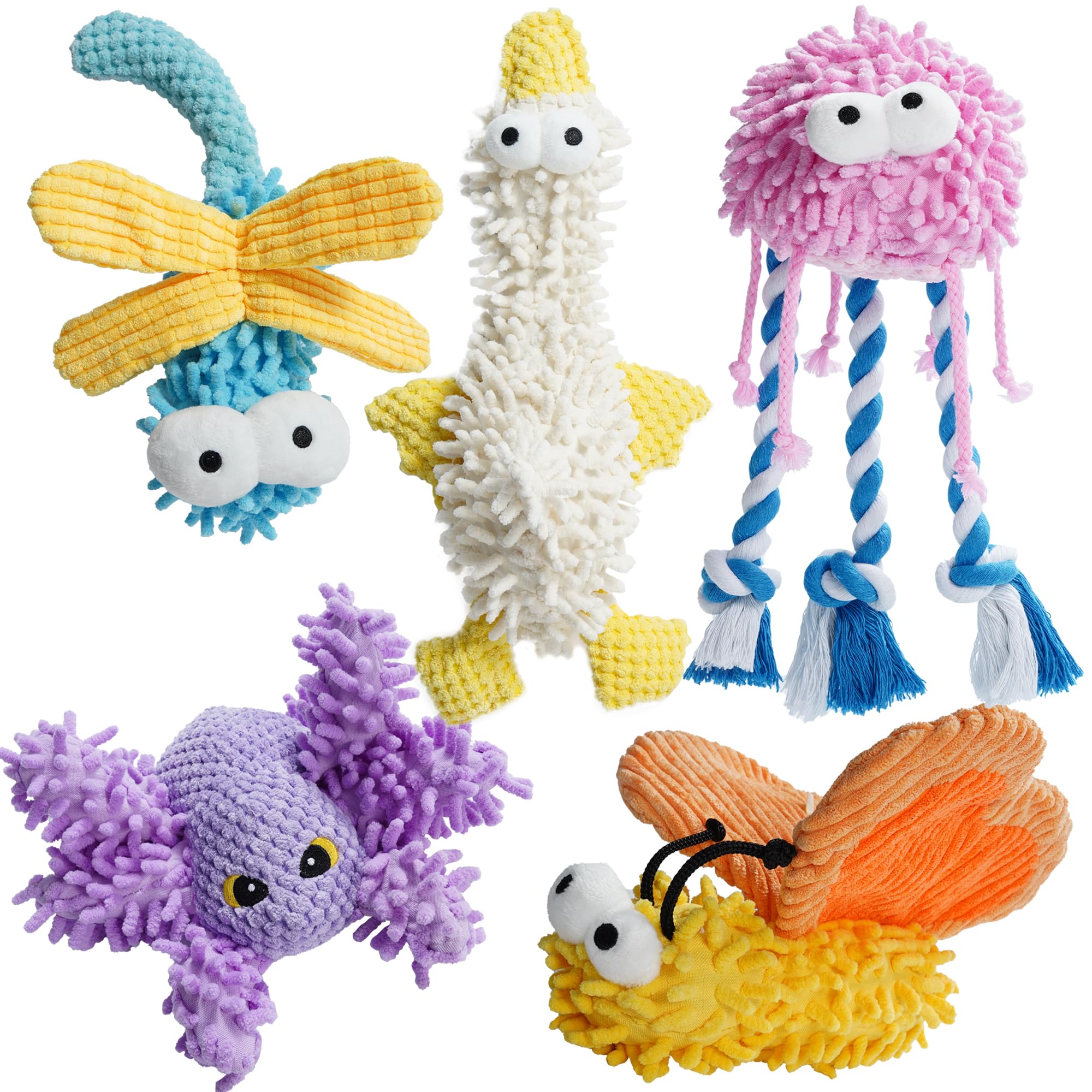 Nocciola Plush Squeaky Dog Toys, Cute Durable Stuffed Crinkle Puppy Pet Chew Toys For Large Medium Small Dogs - Spider
