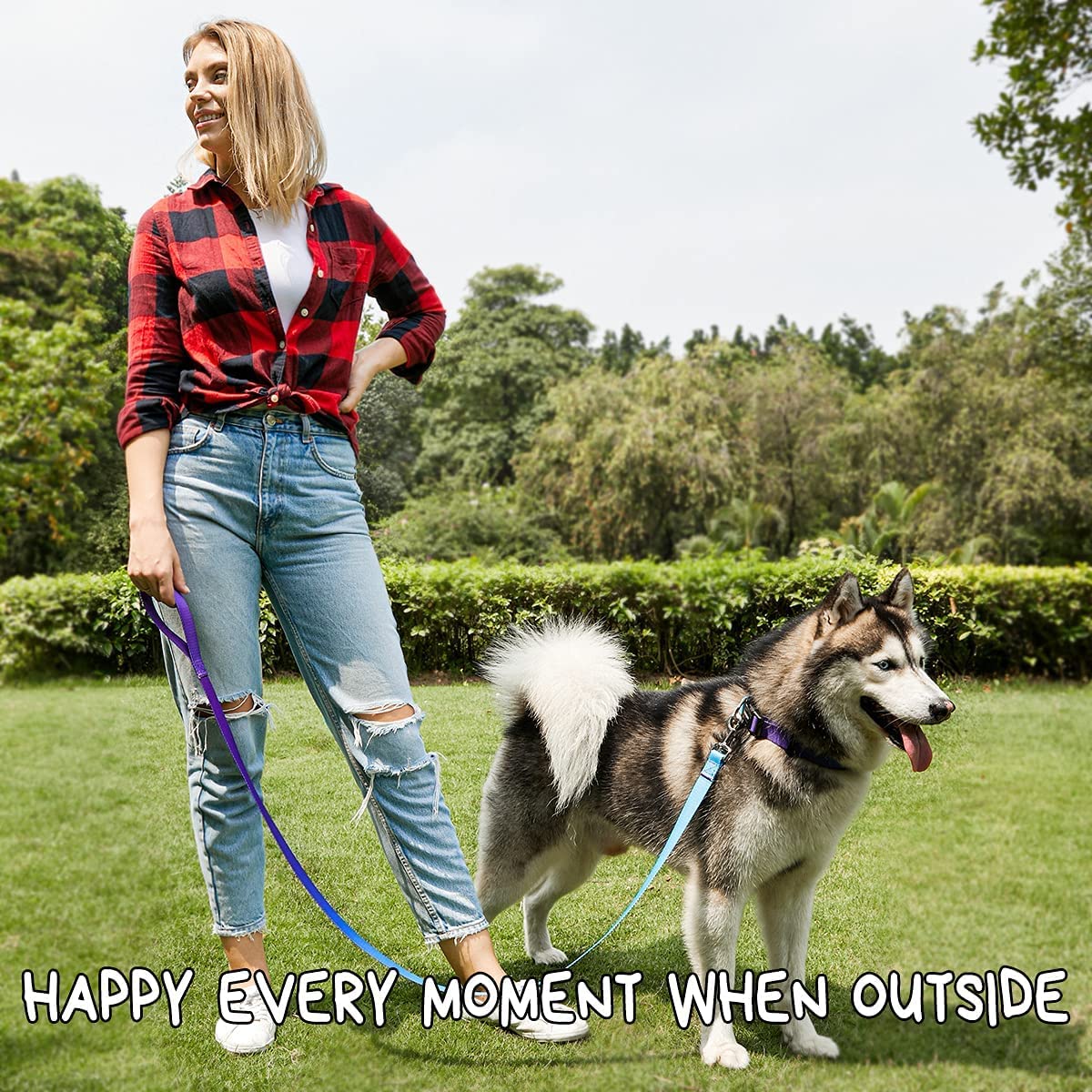 Roses&Poetry Reflective Small Dog Collar And Leash Set, Puppy Collars And Leashes With Gradient Violet, Adjustable Durable Nylon