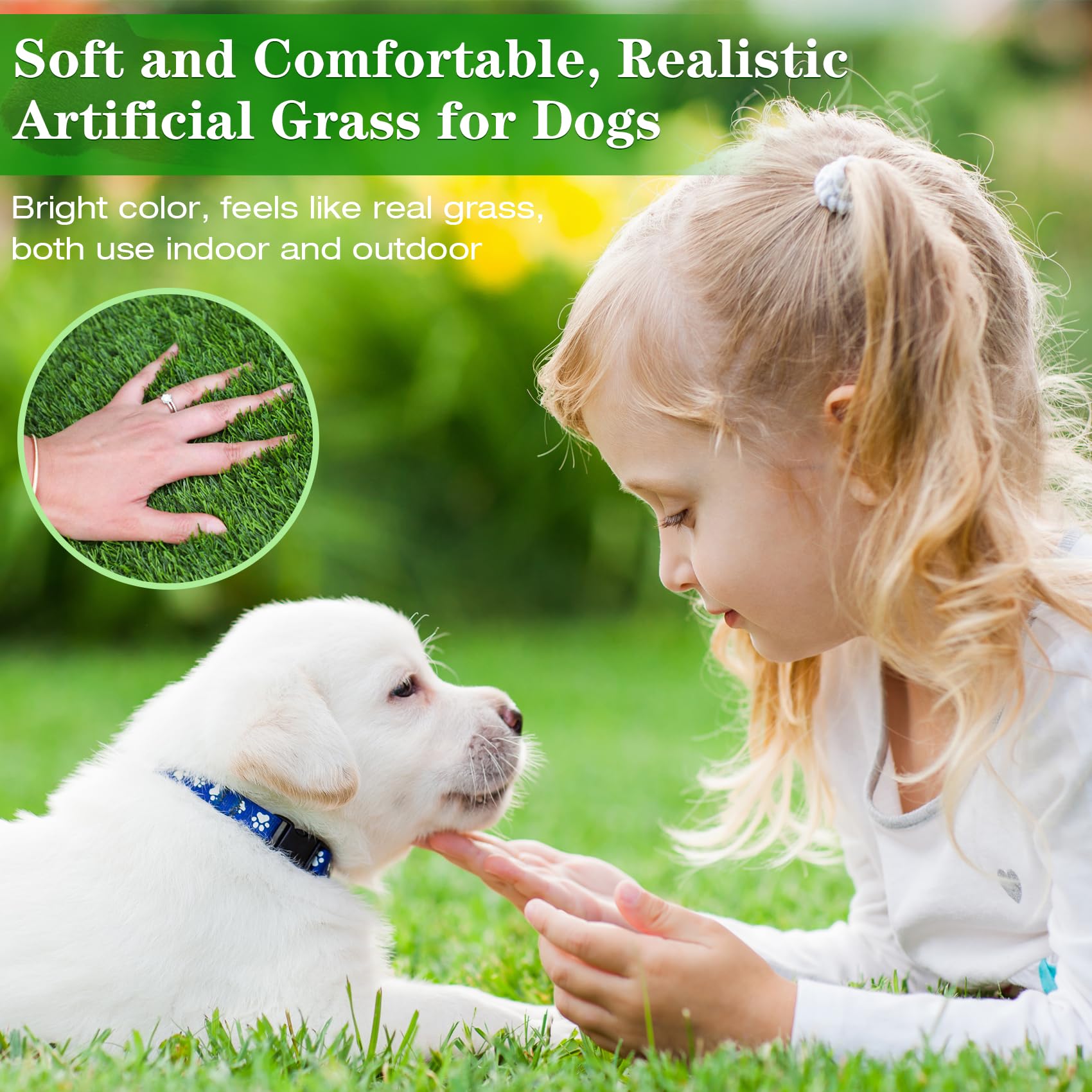 Globreen Artificial Grass For Dogs To Pee On, 39.4' X 31.5' Puppy Turf Potty Training Tray, Thick & High Drainage Pets Fake Grass