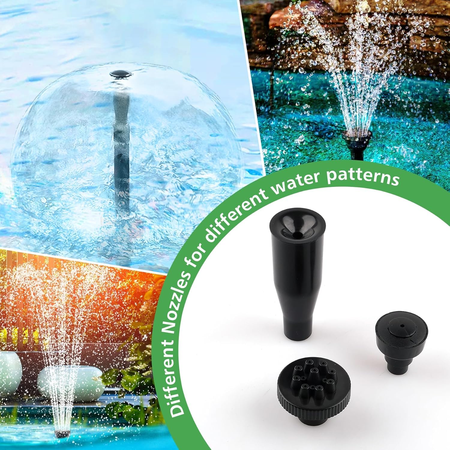 CREPOW 15W 800L/H Submersible Pond Fountain Pump with LED Lights, Ultra Quiet Water Pump, Pond Fountain Pumps for Small Pond, Ko