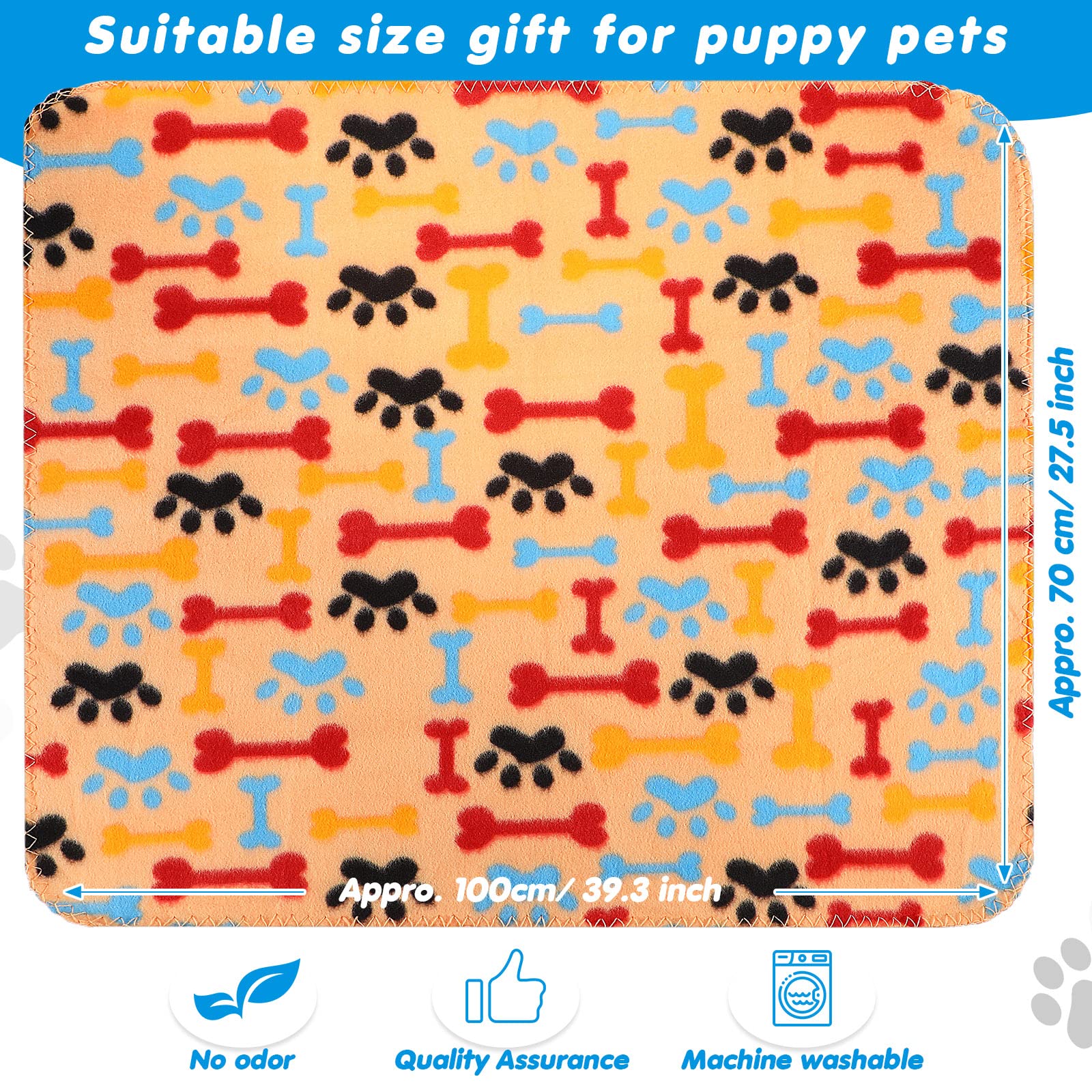 Chumia 28 Pieces Puppy Blanket Bulk Small Fleece Pet Blanket For Puppy Dogs Kitten Cats Pets Soft Warm Paw Print Sleep Mat Bed C