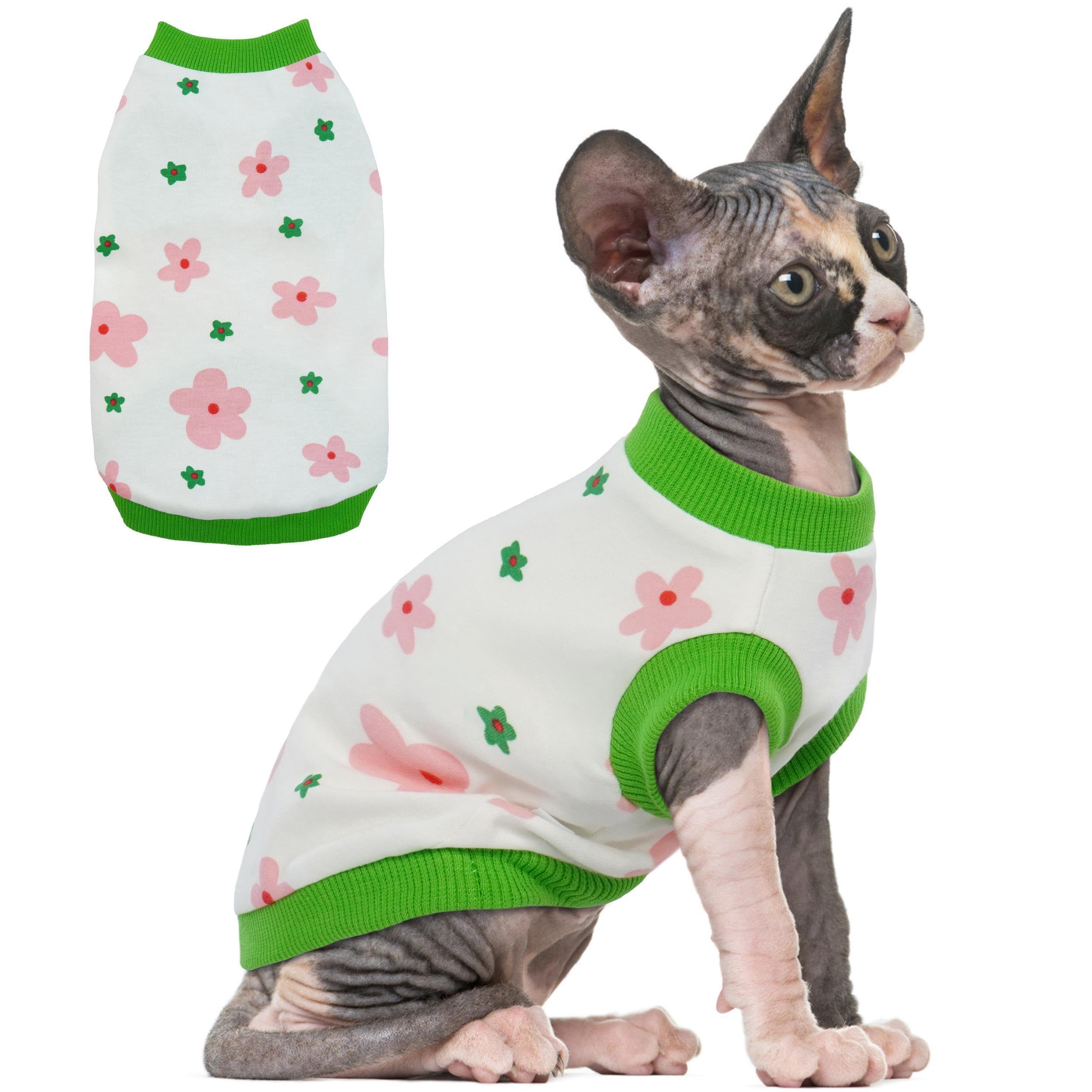 Pumyporeity Sphynx Cat Clothes: Stretchy Sweater, Soft Hairless Shirt, Pullover Pajamas, Turtleneck For Sphynx Cornish Rex, Devo