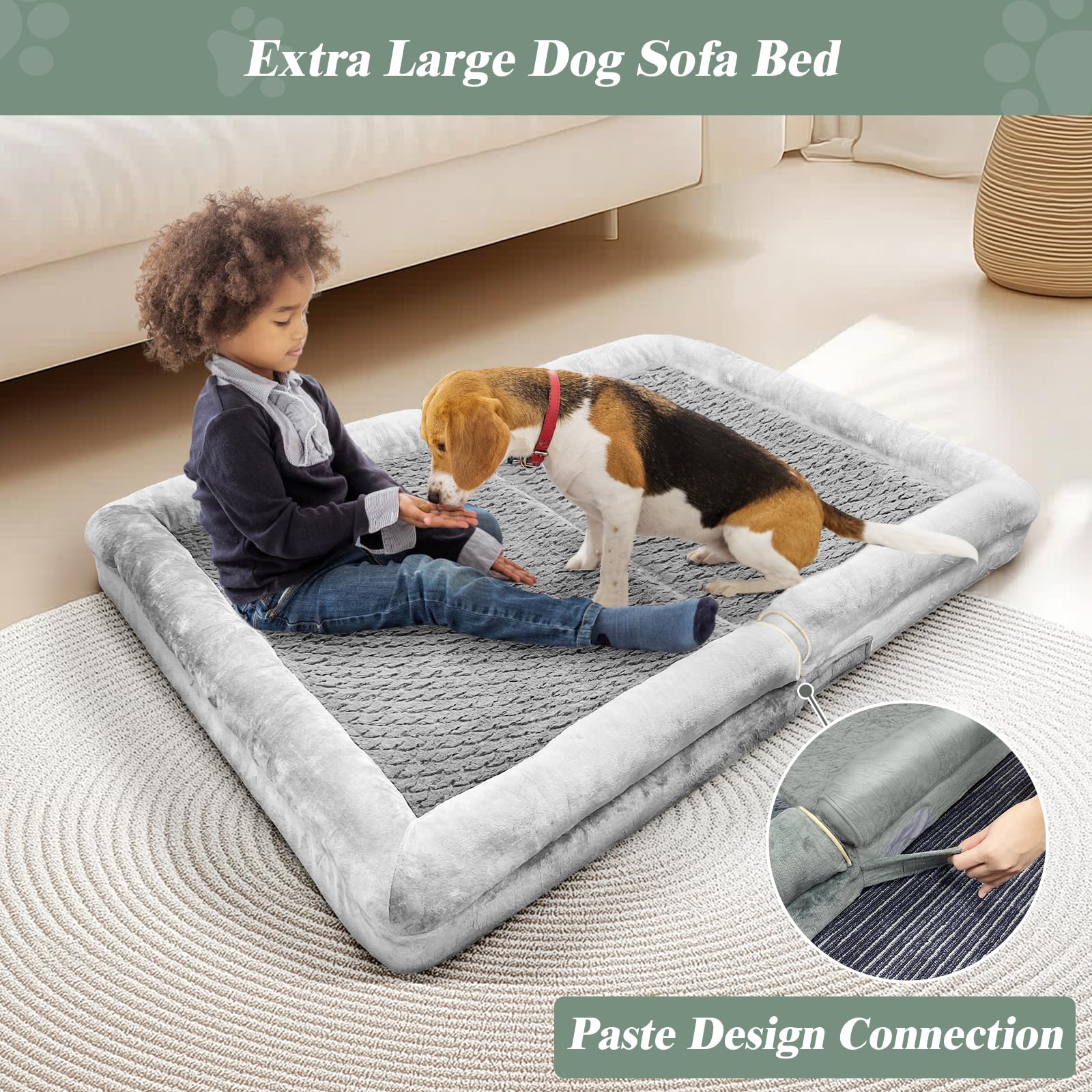 Modcart Orthopedic Dog Bed, Extra Large With Memory Foam, Waterproof & Washable Cover (36 In, Grey)