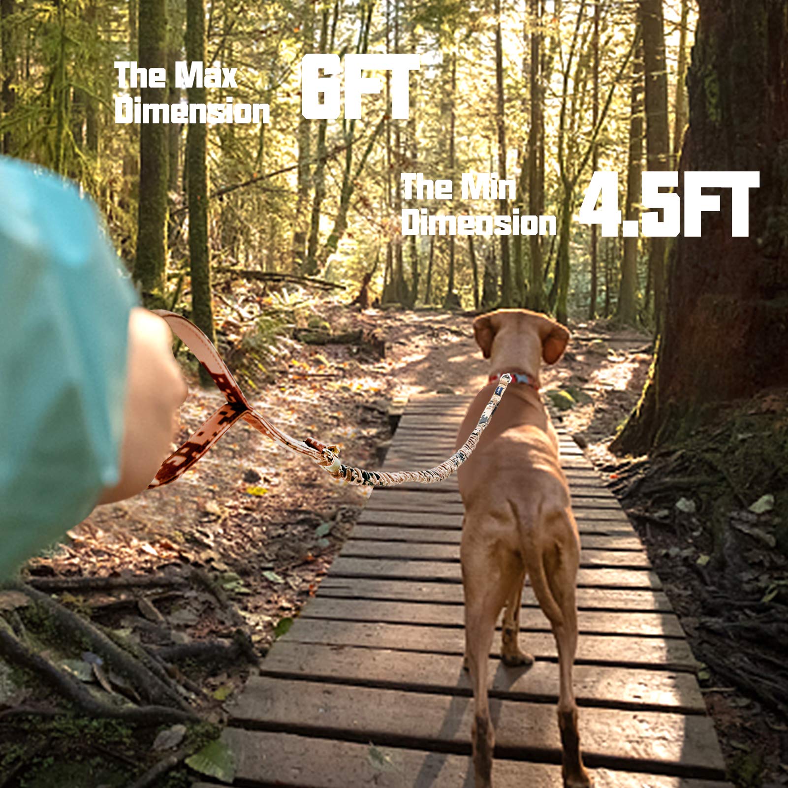 Auroth Heavy Duty Dog Leash - Bungee, No Pull For Shock Absorption, Desert Camo For Medium Large Breeds, 6Ft, 2 Padded Handles