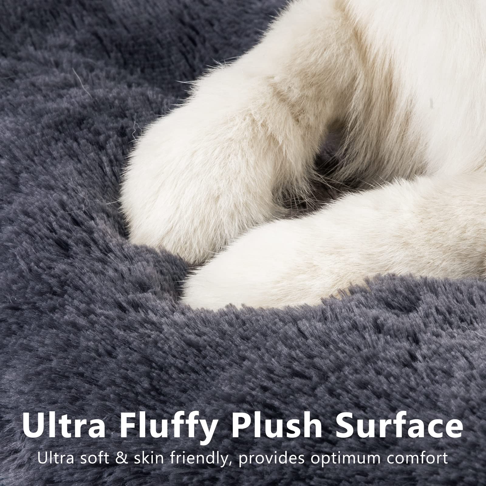 Joejoy Large Dog Bed Crate Pad, Deluxe Plush Washable Dog Beds Fulffy Soft Kennel Pad Anti-Slip Pet Sleeping Mat For Large Mediu