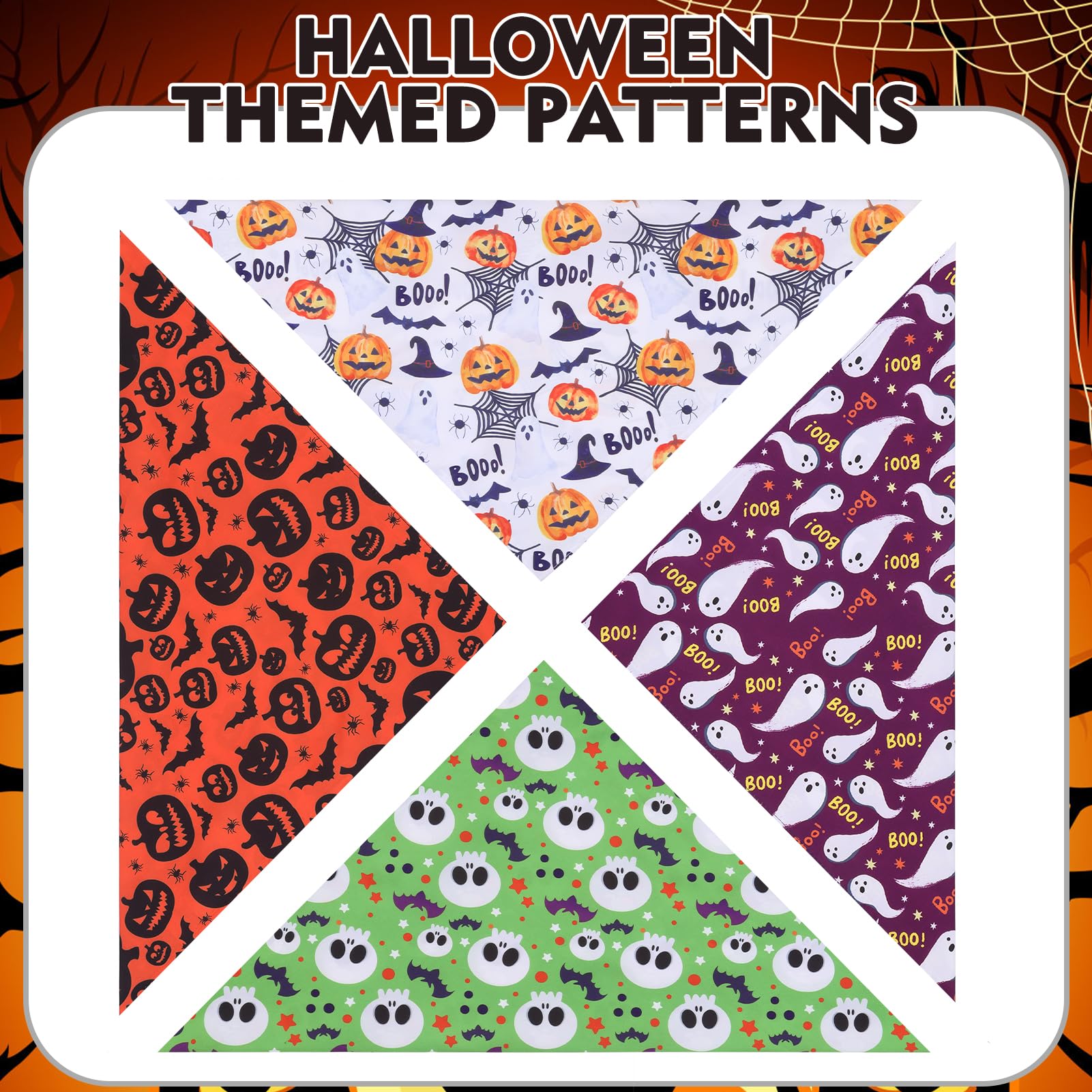 Expawlorer Halloween Dog Bandanas - 4 Pack Reversible Holiday Dog Bandanas Costume Boy And Girl, Soft Triangle Scarfs Bibs, Festival Pet Bandanas Outfit Gift For Small Medium Large Puppy