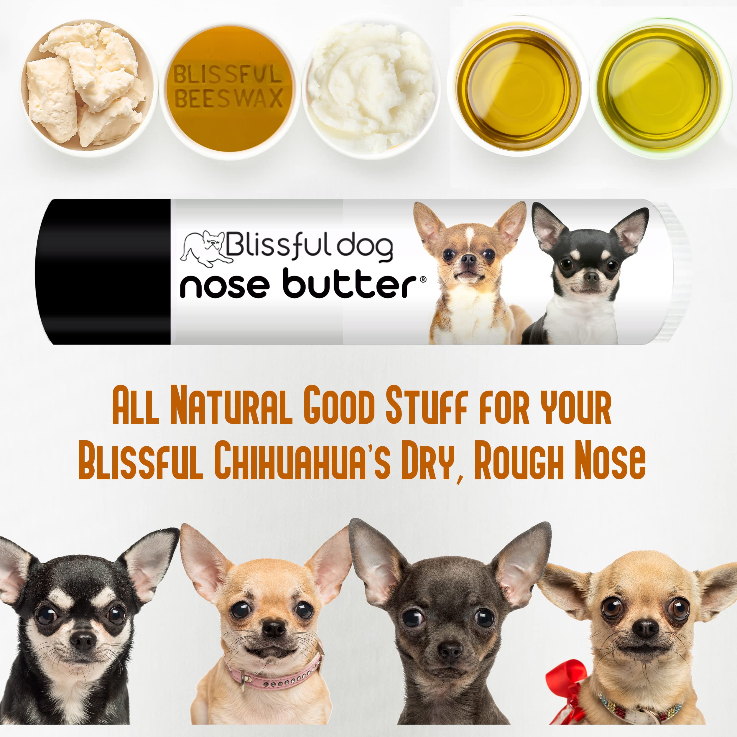 The Blissful Dog Smooth Coat Chihuahua Unscented Nose Butter - Dog Nose Butter, 0.15 Ounce