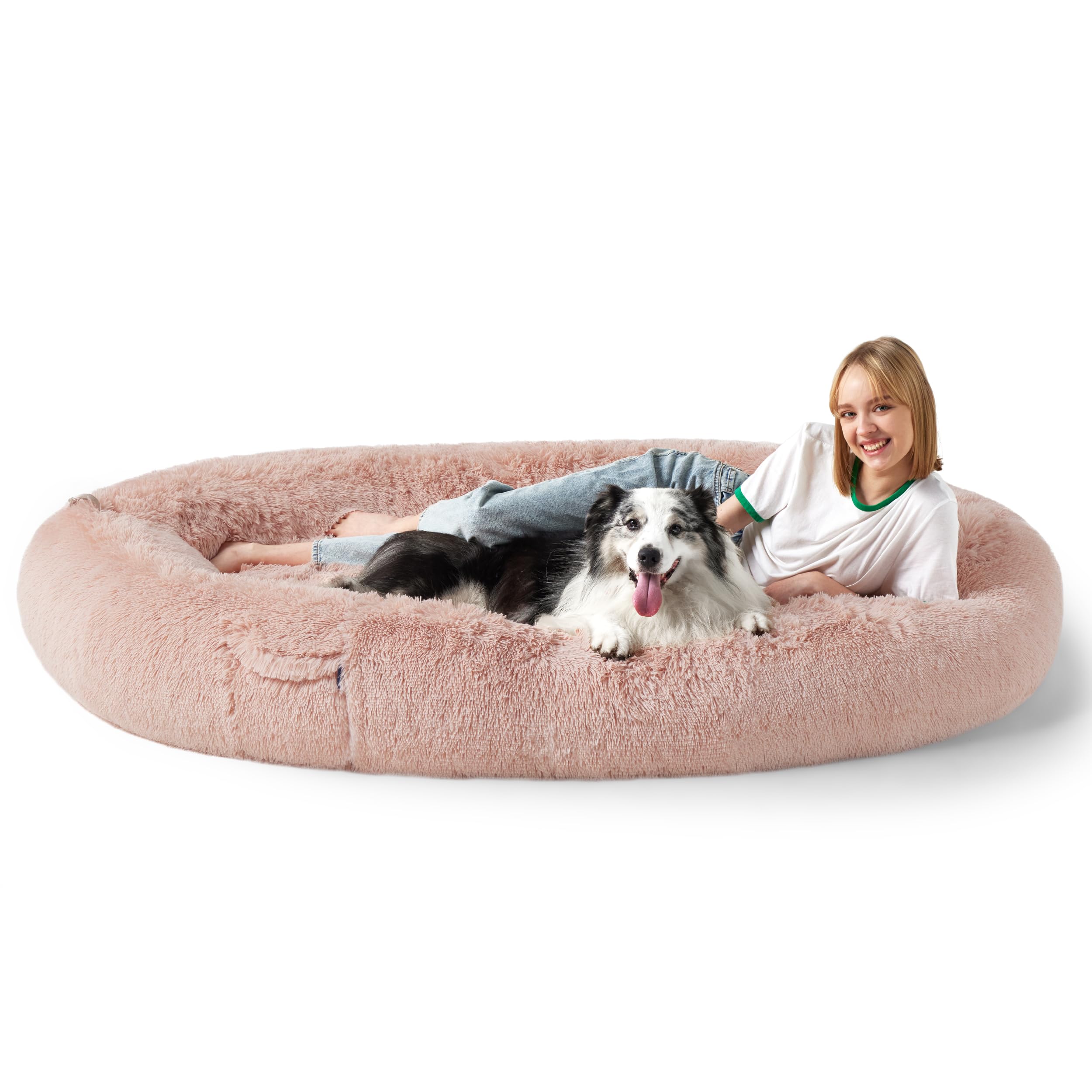 Bedsure Memory Foam Human Dog Bed, 72'X48'X12' Calming Giant Human Dog Bed For Adults People Fits Pet Families With Storage P