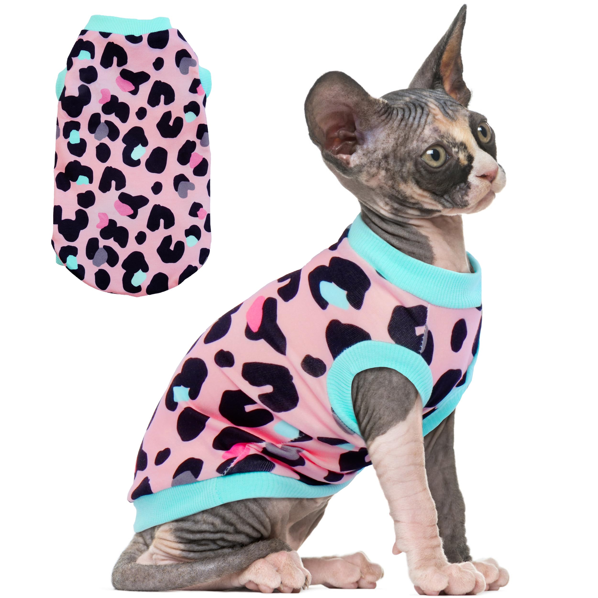 Pumyporeity Sphynx Cat Clothes - Soft & Stretchy Sweater Shirt, Pink, Xs