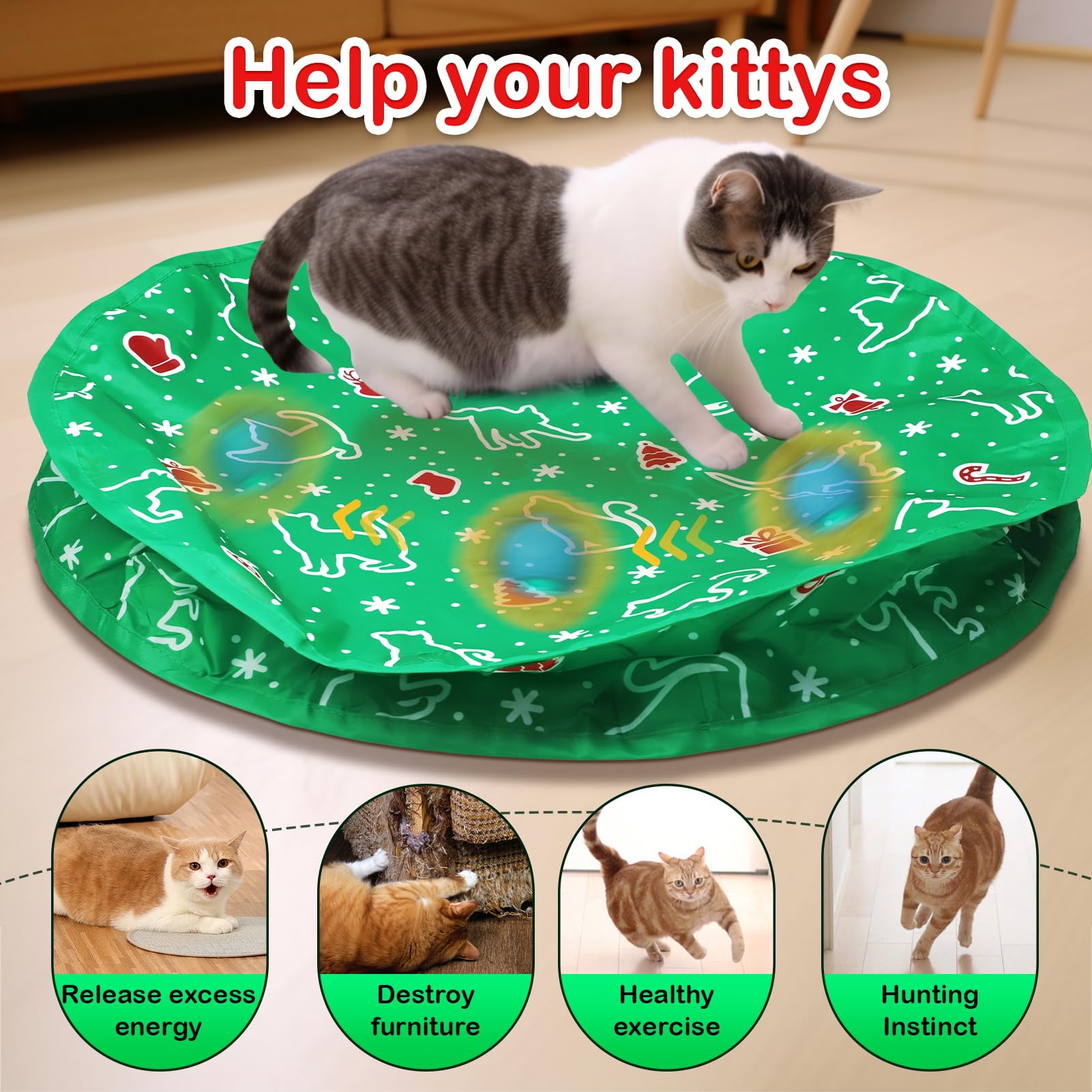 Giociv Interactive Cat Toys Ball Fast Rolling In Pocket, Motion Activate Chirping Cat Toy Hide And Seek Mouse Catching Game