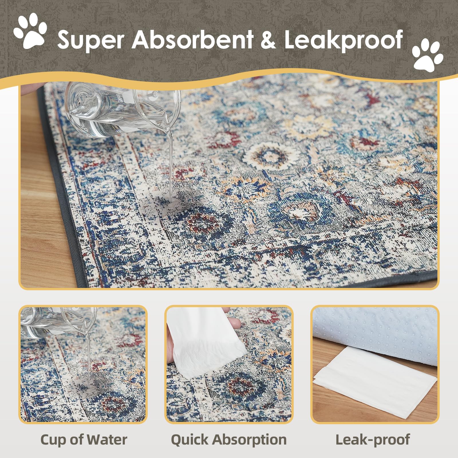 Sclose Washable Pee Pad For Dogs 2 Pack, 36' X 36' Reusable Puppy Pads Waterproof Dog Rugs, Super Absorbent, Leakproof, Dog Cr