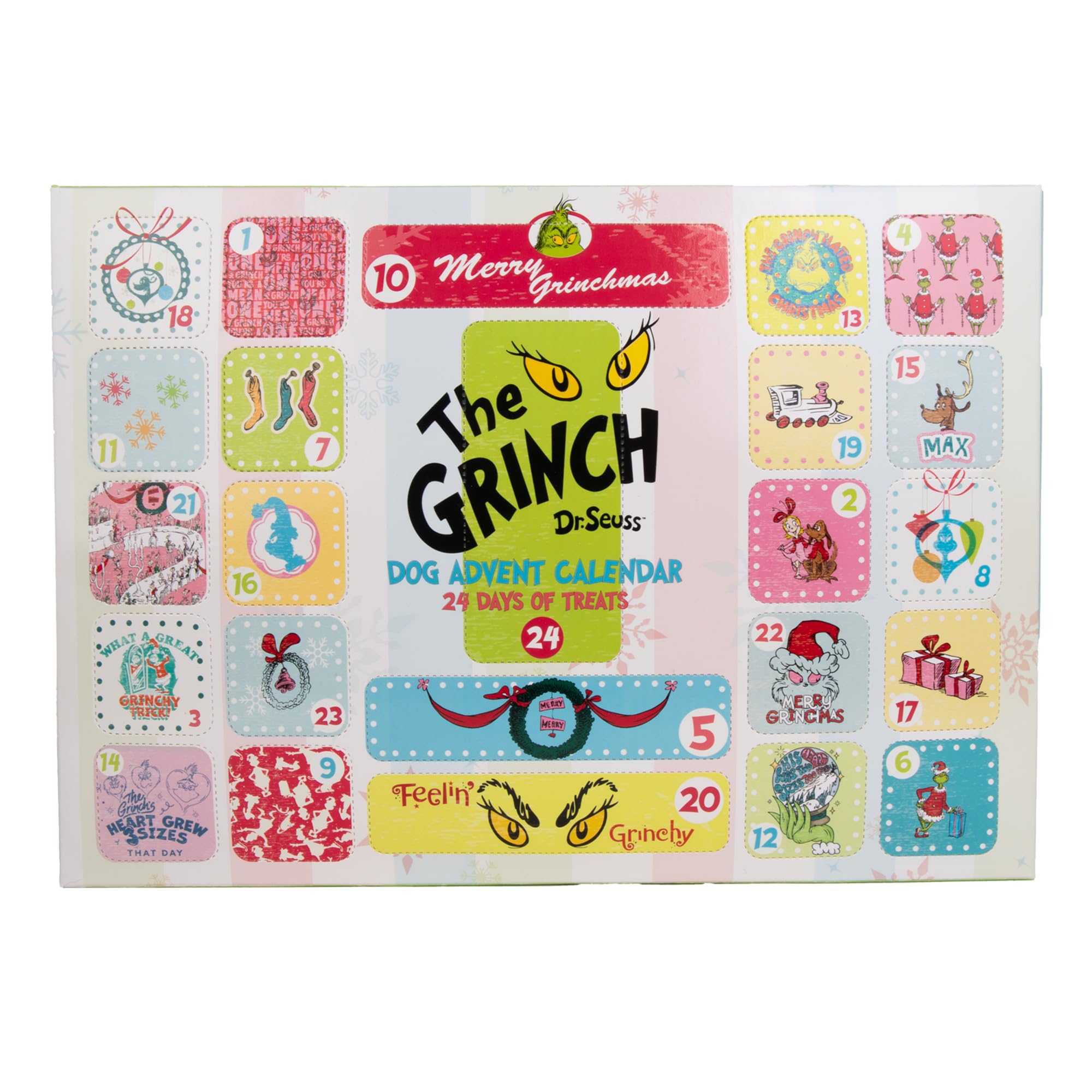 Dr. Seuss for Pets How The Grinch Stole Christmas Dog Treat Advent Calendar, 24 Surprise Treats for Dogs, Holiday Themed Dog Tre