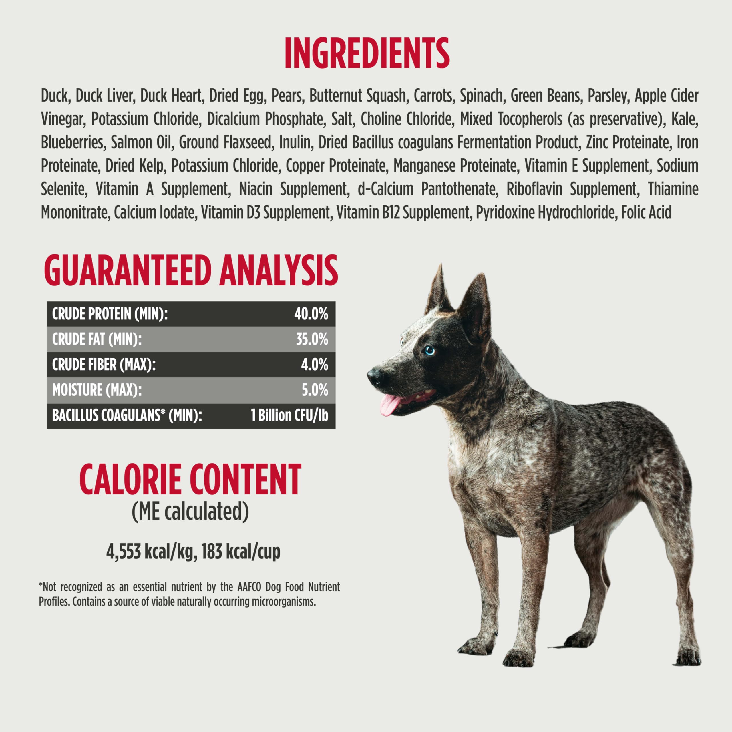 Nulo Freeze-Dried Raw Duck Recipe with Pears Complete and Balanced Dry Dog Food Kibble, 8 Ounce Bag