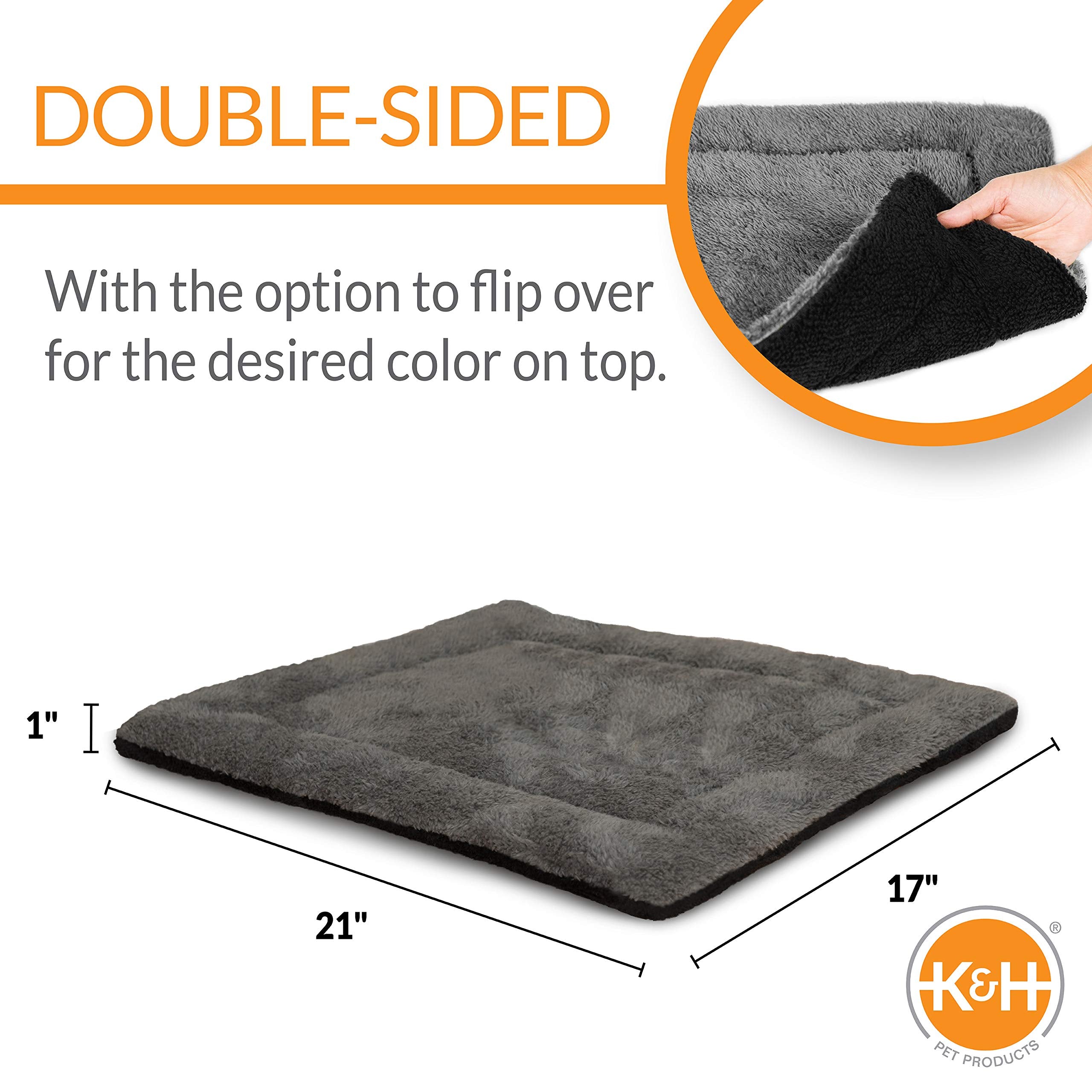 K&H Pet Products Self-Warming Cat Bed Pad, Self-Heating Thermal Cat And Dog Bed Mat, Cat Warmer Mat For Feral And Indoor Cats, Gray/ Black 21 X 17 Inches